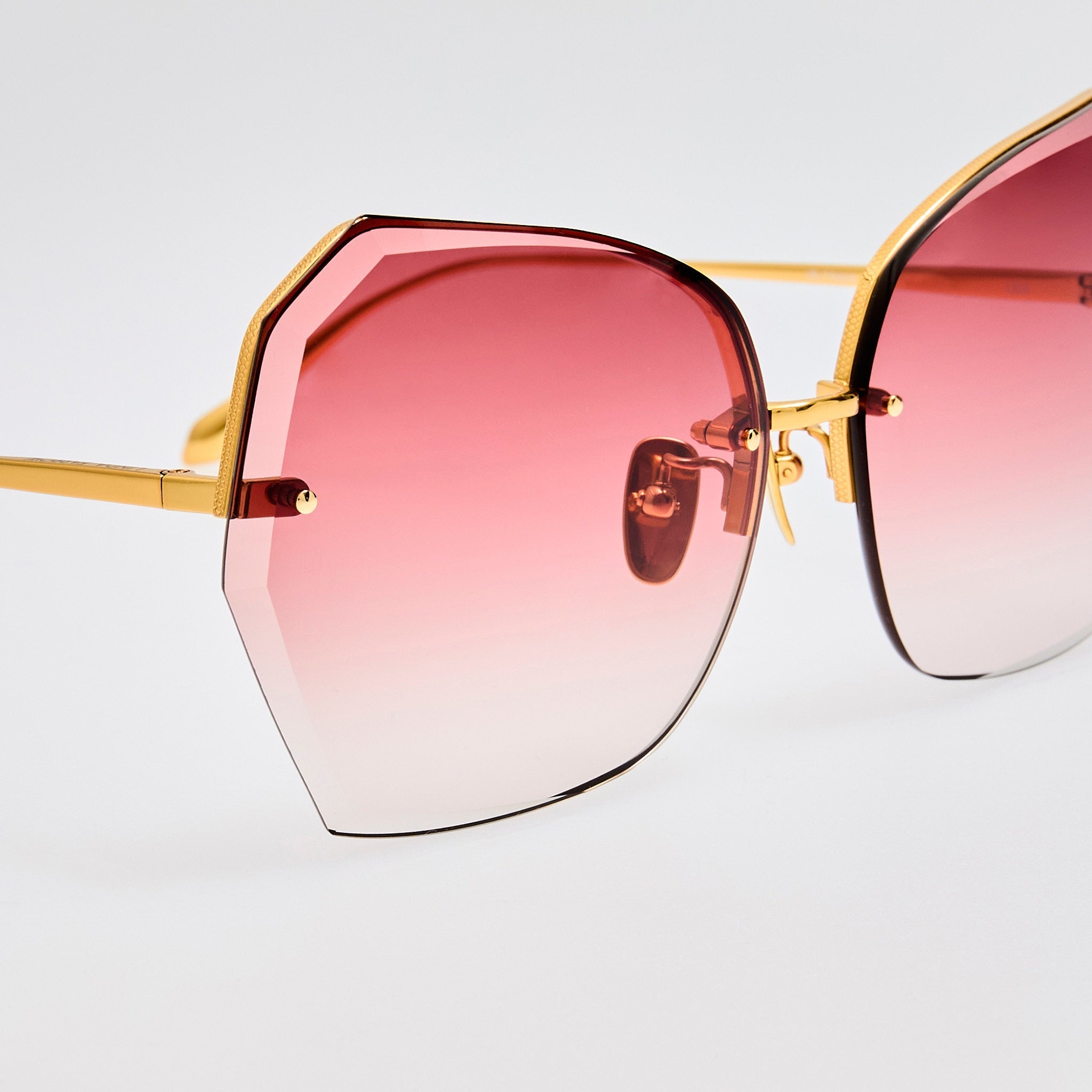 Lila Sunglasses in 22K Gold and Red - LINDA FARROW - Sunglasses -