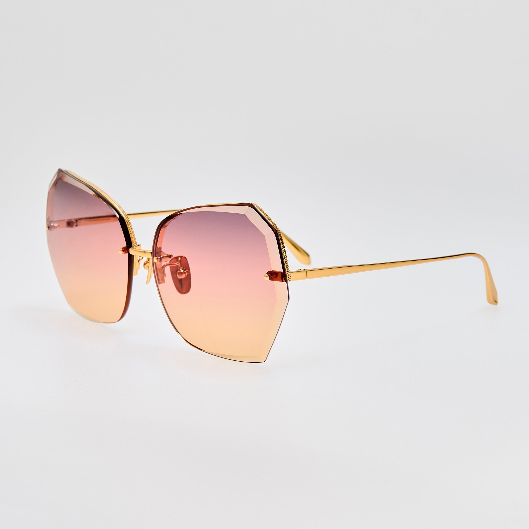 Lila Sunglasses in 22k Gold and Sunset Gradient - LINDA FARROW - Sunglasses -
