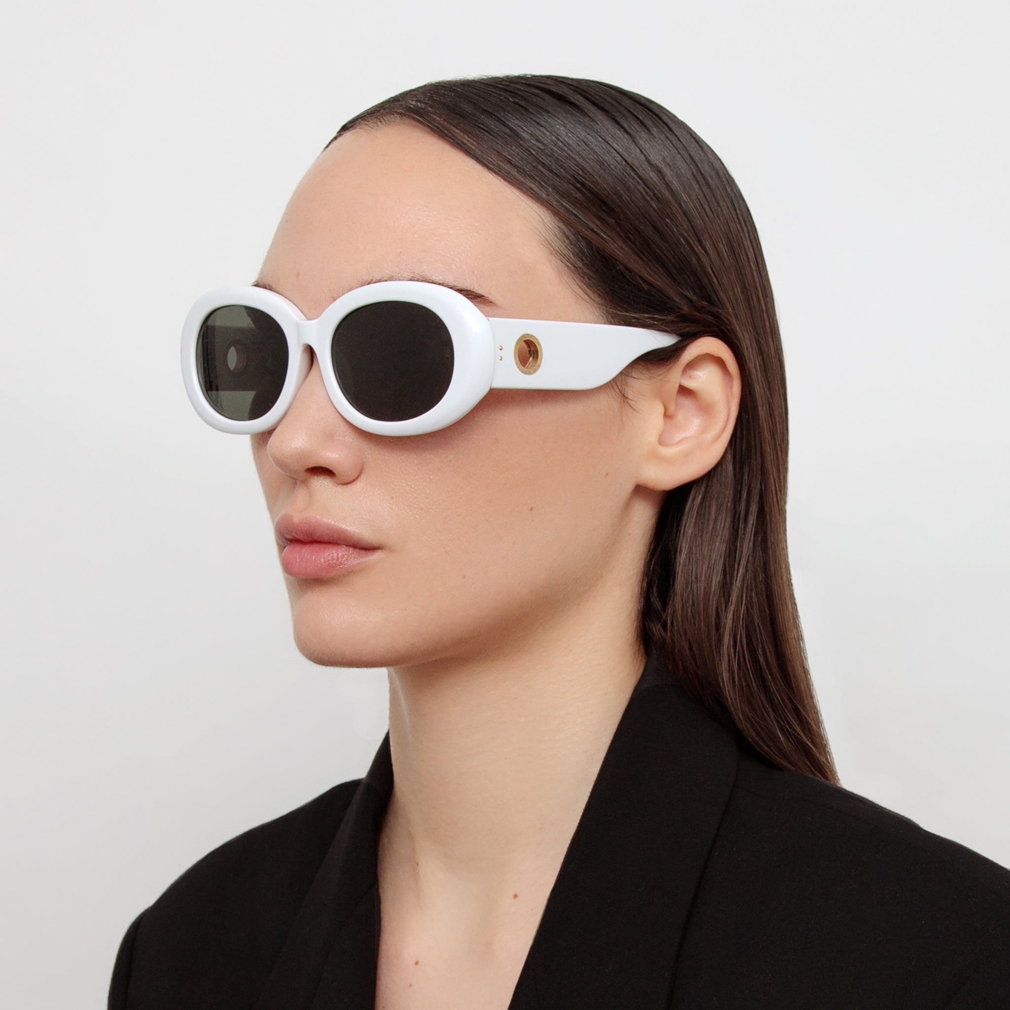 Lina Sunglasses in White - LINDA FARROW - Sunglasses -