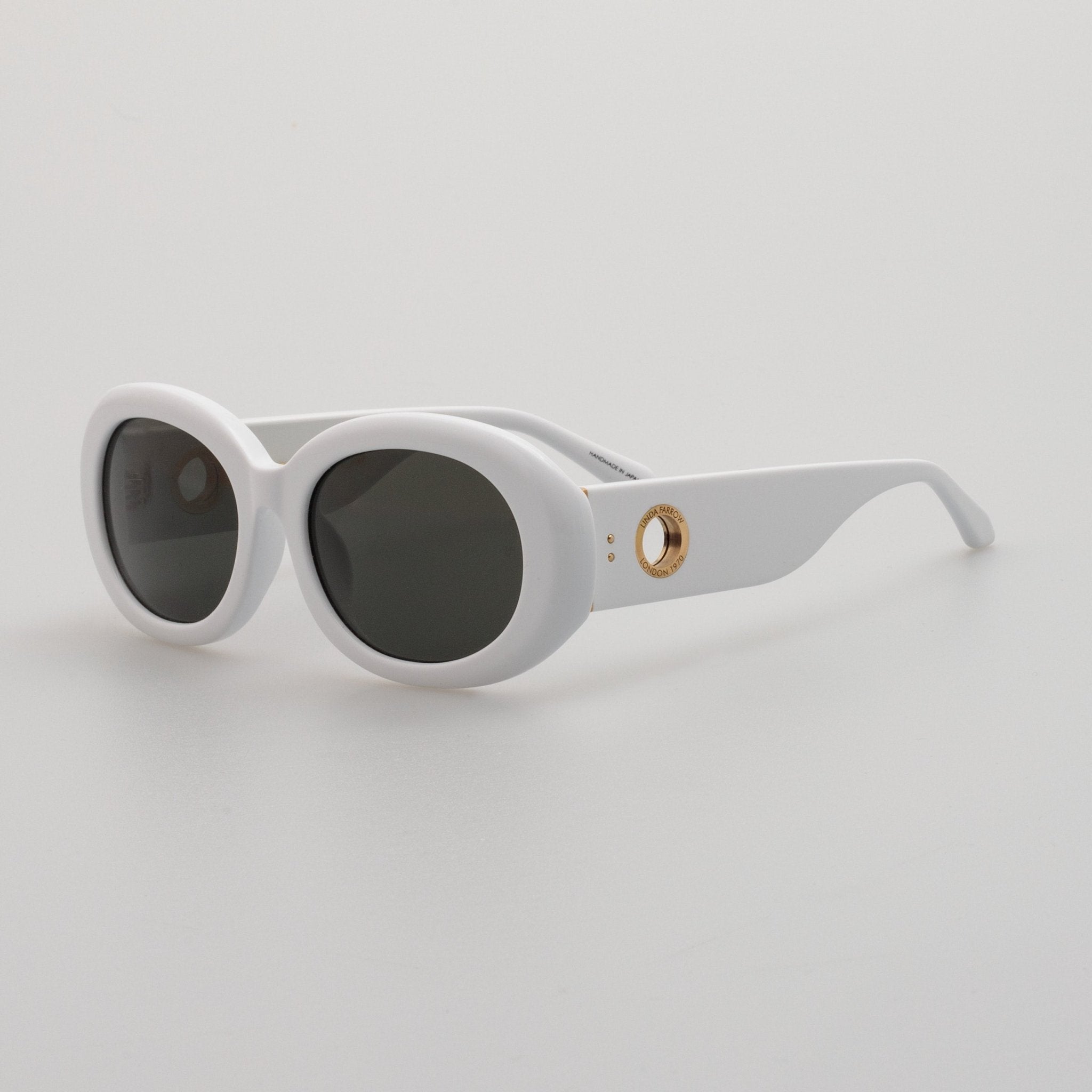 Lina Sunglasses in White - LINDA FARROW - Sunglasses -