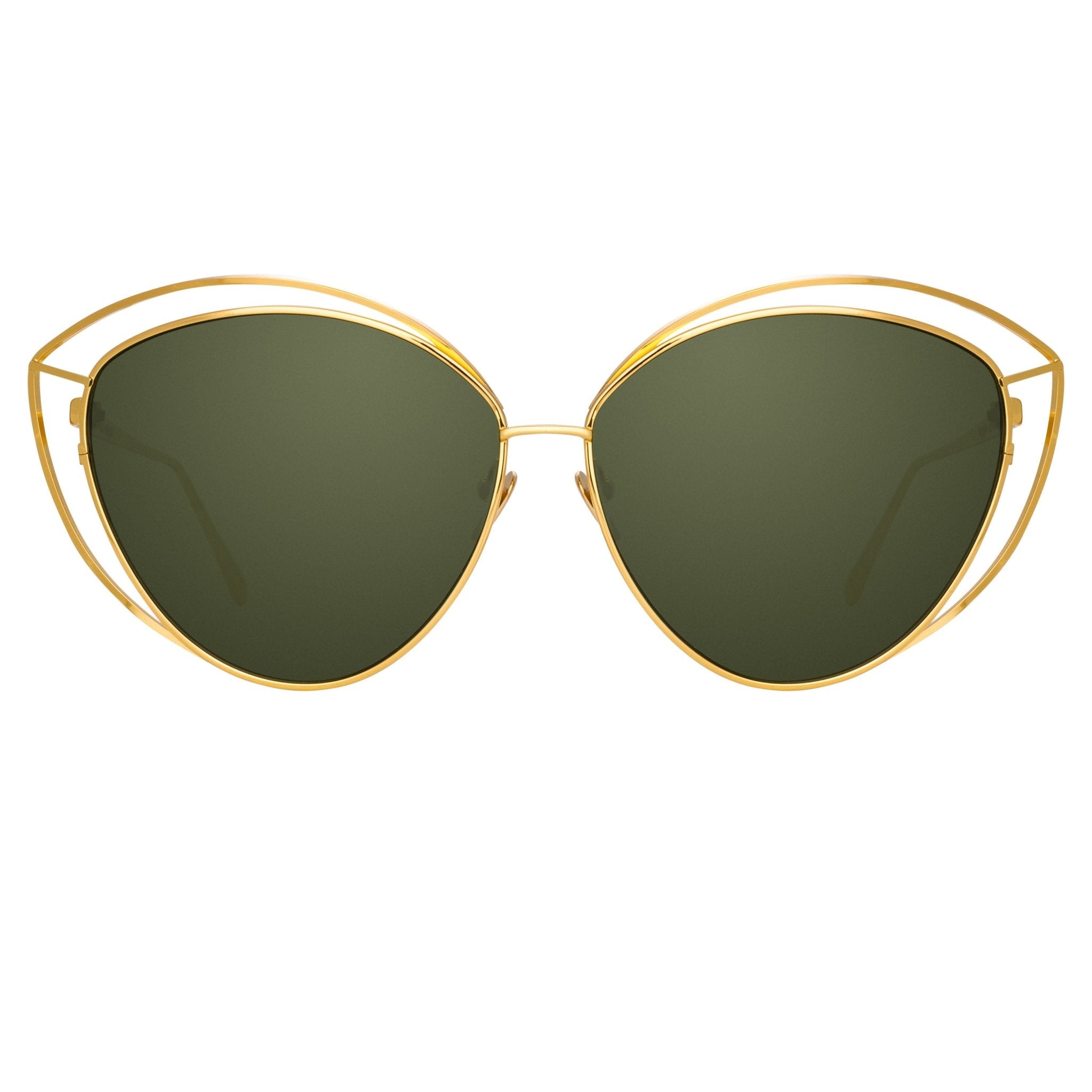 Lorita in 22K Gold and Green - LINDA FARROW - Sunglasses -
