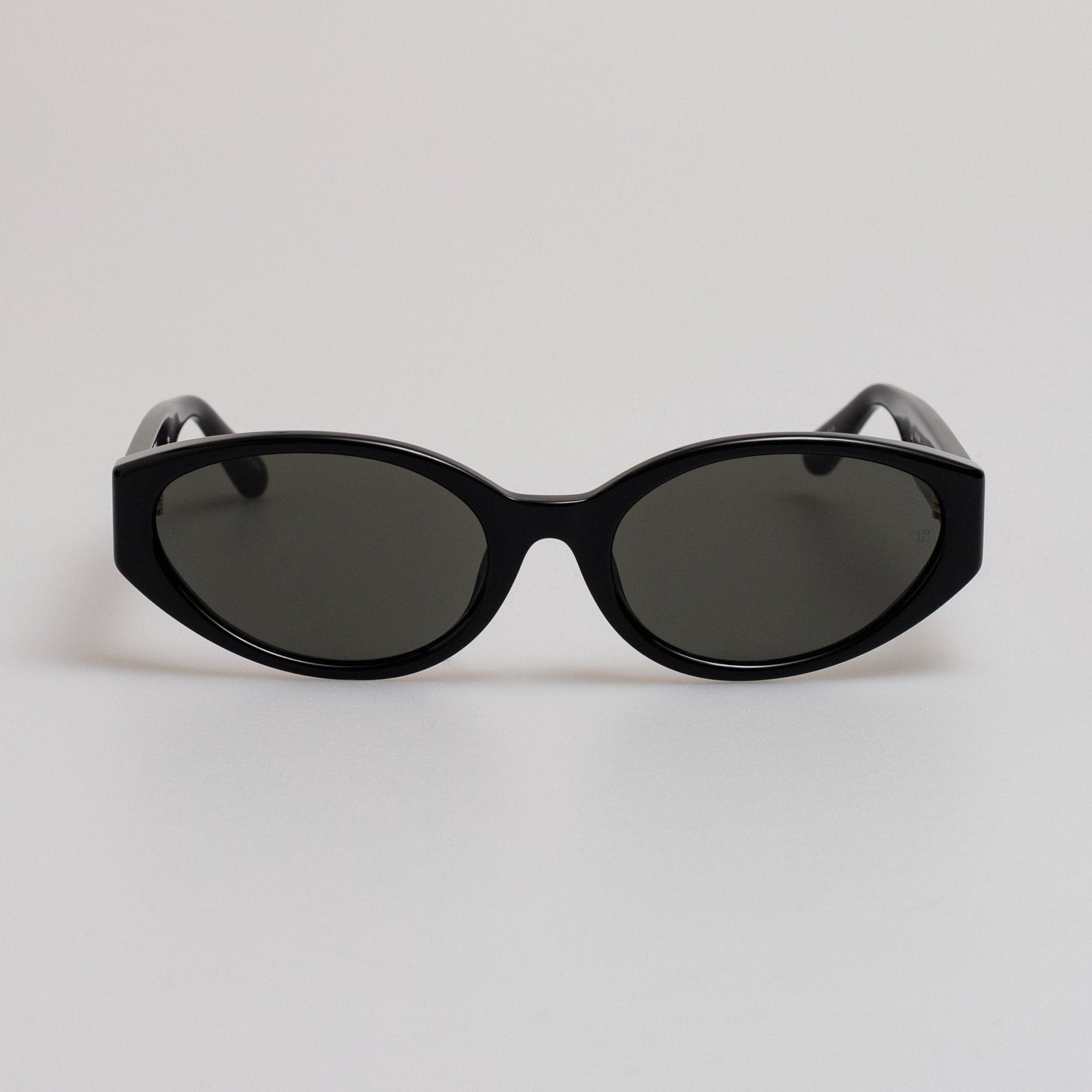 Lyra Oval Sunglasses in Black - LINDA FARROW - Sunglasses -