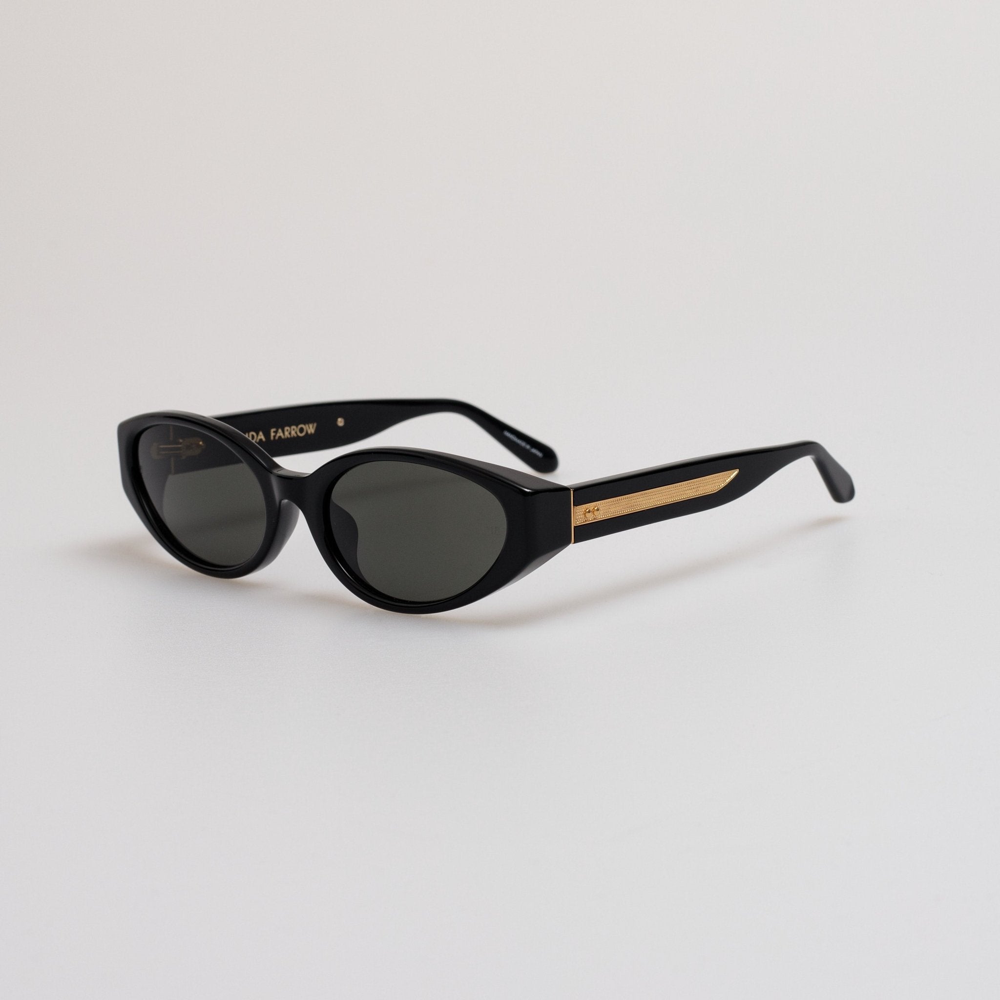 Lyra Oval Sunglasses in Black - LINDA FARROW - Sunglasses -