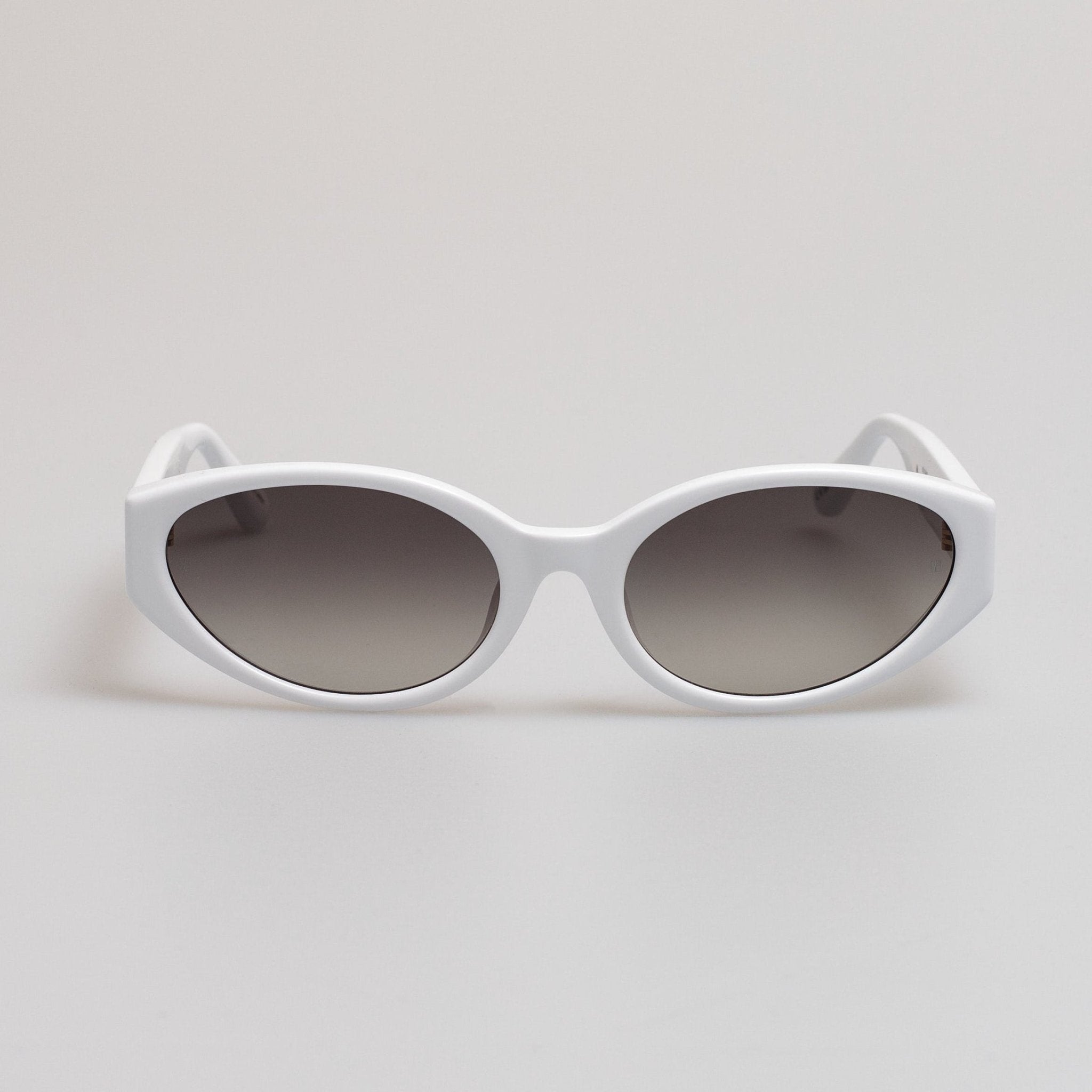 Lyra Oval Sunglasses in White - LINDA FARROW - Sunglasses -