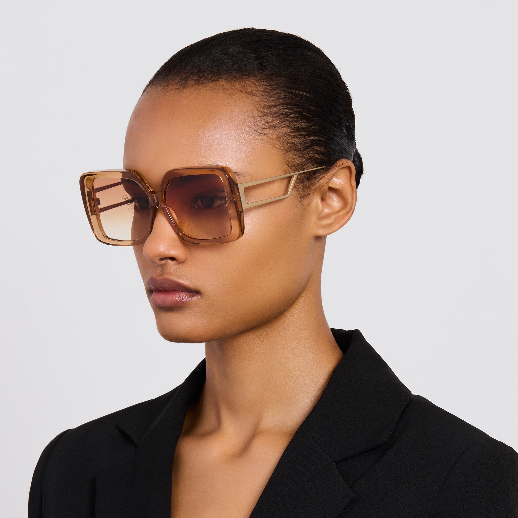 Macy Vista Temple Sunglasses in Honey - LINDA FARROW - Sunglasses -