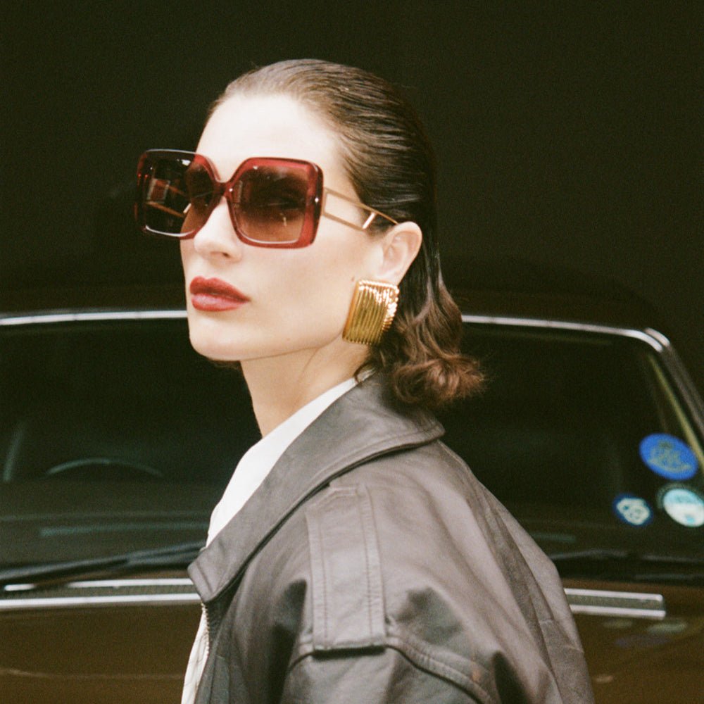 Macy Vista Temple Sunglasses in Wine - LINDA FARROW - Sunglasses -
