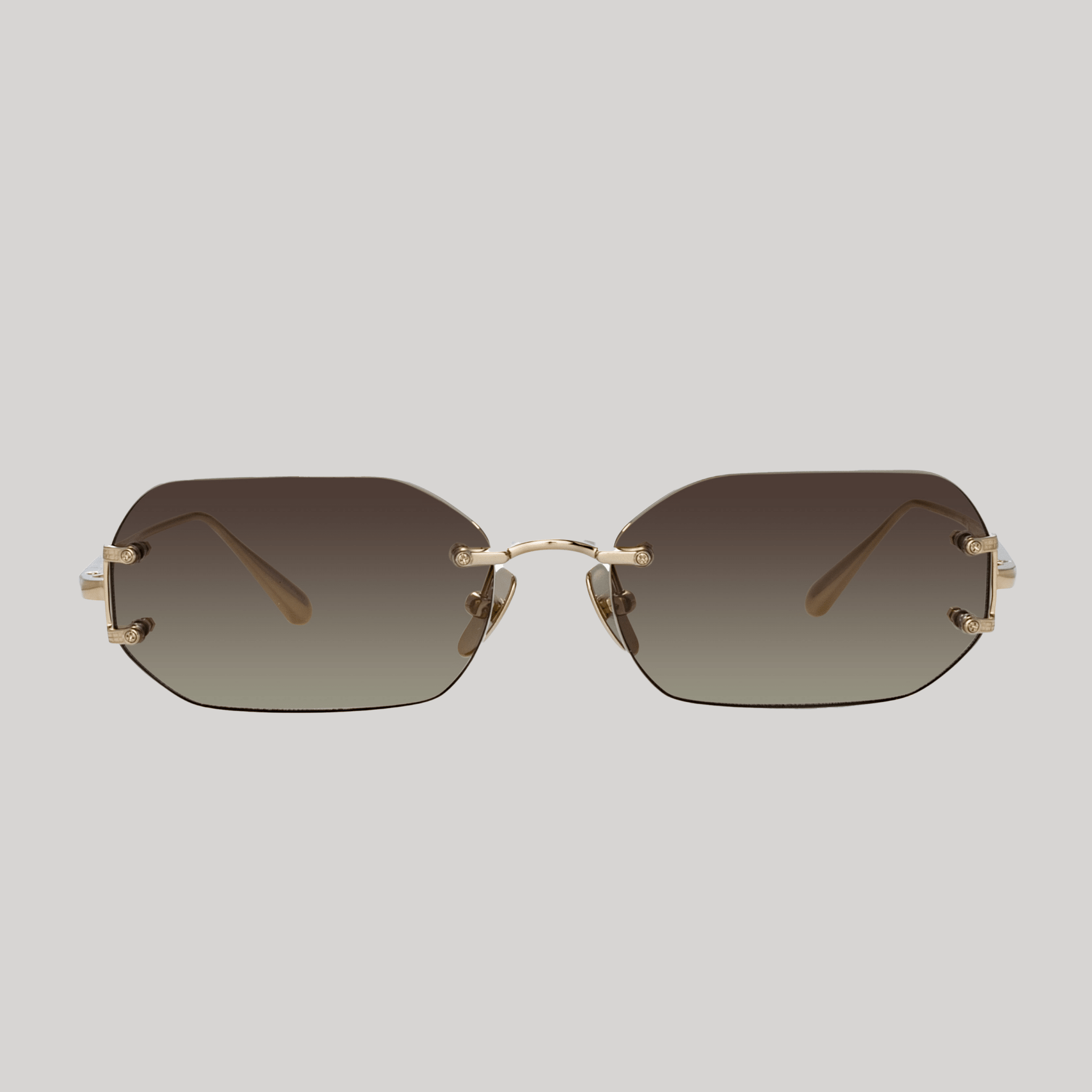 Magali Sunglasses in 22K Gold and Mocha - LINDA FARROW - Sunglasses -