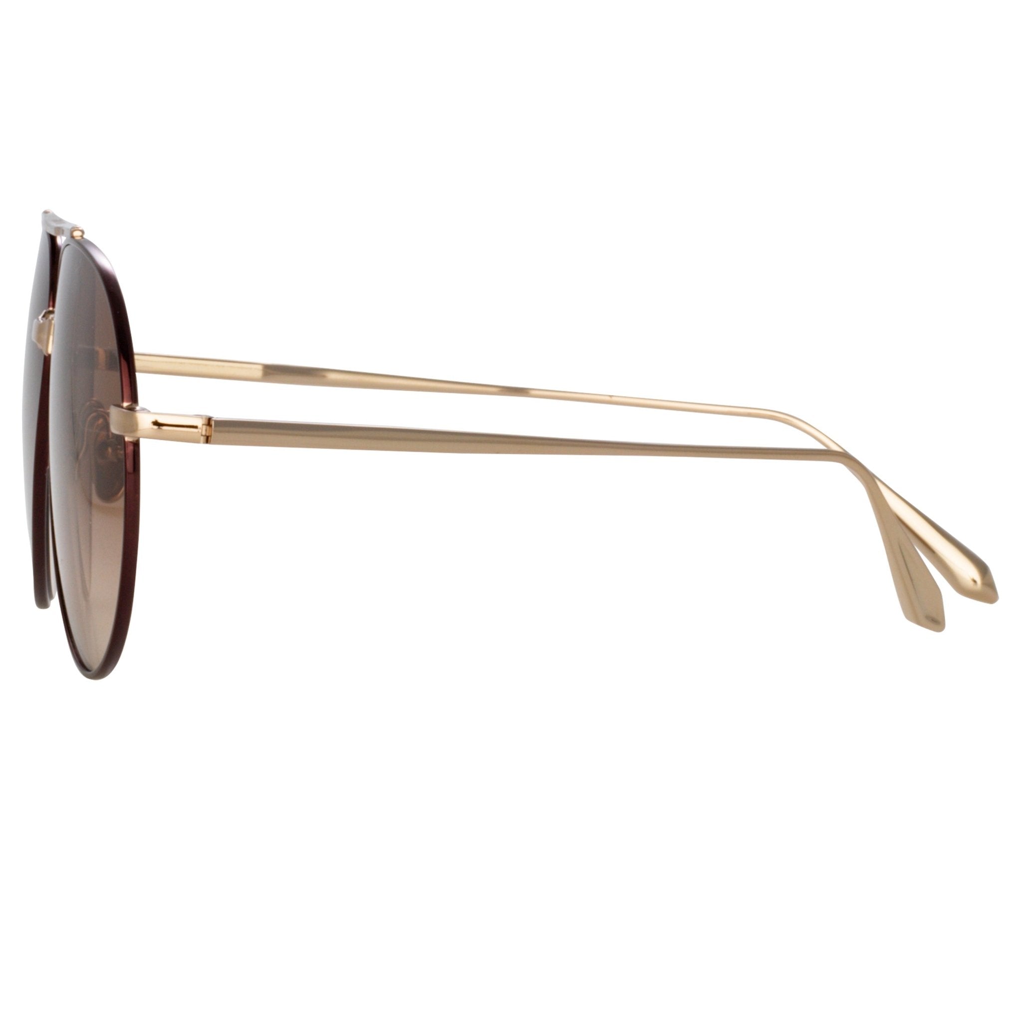 Marcelo Sunglasses in 22K Gold and Brown - LINDA FARROW - Sunglasses -
