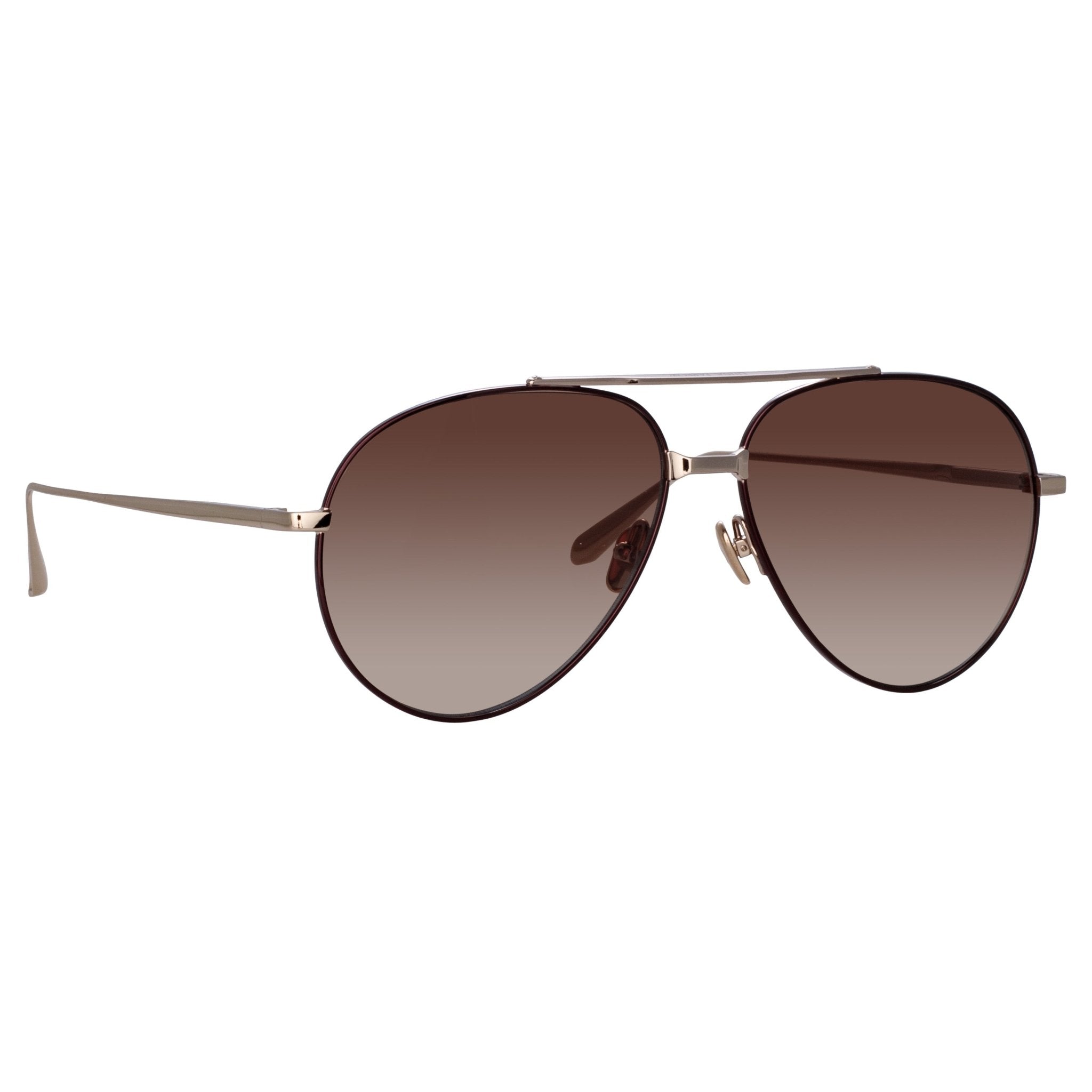 Marcelo Sunglasses in 22K Gold and Brown - LINDA FARROW - Sunglasses -