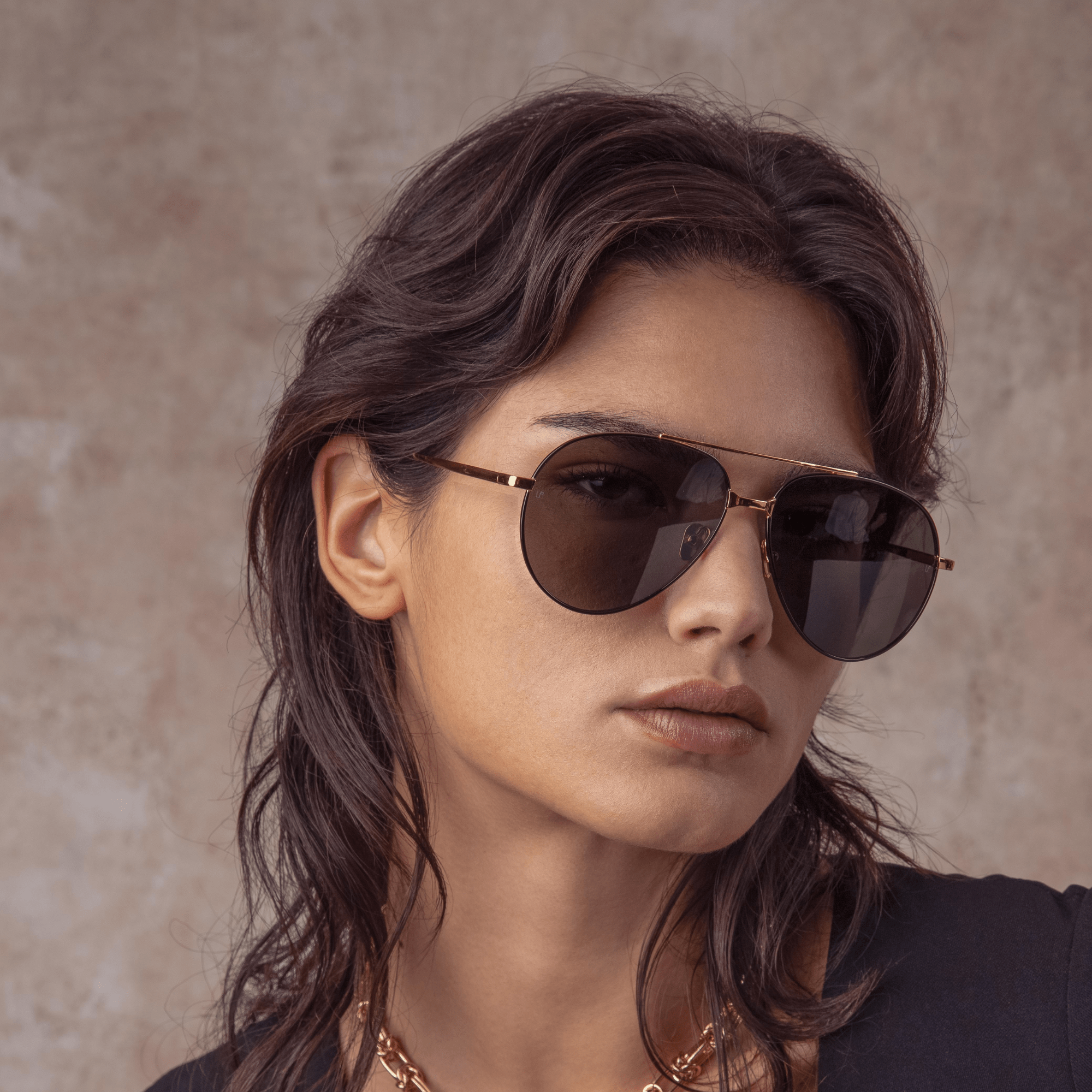 Marcelo Sunglasses in 22K Gold and Grey - LINDA FARROW - Sunglasses -