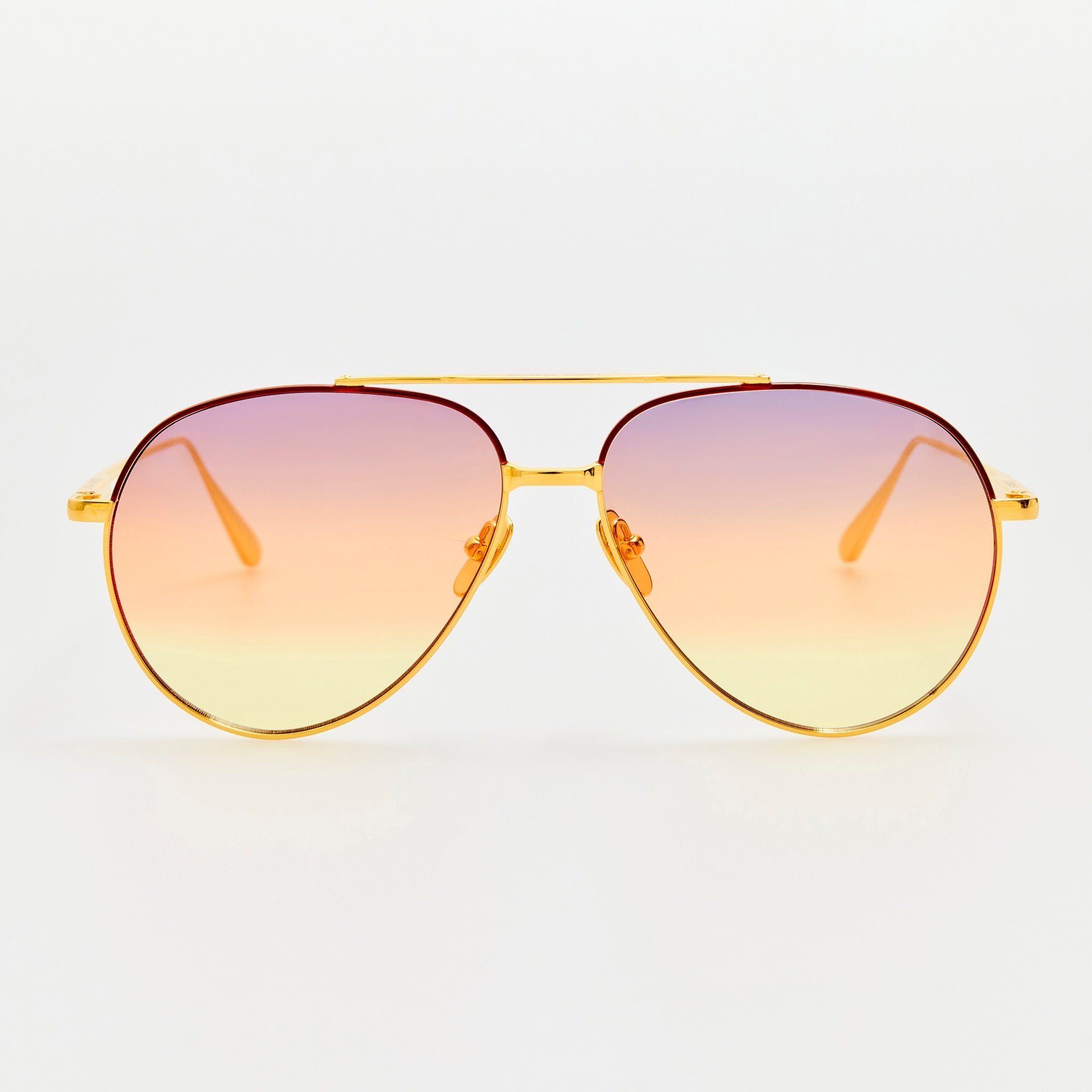Marcelo Sunglasses in 22K Gold and Sunset Gradient - LINDA FARROW - Sunglasses -