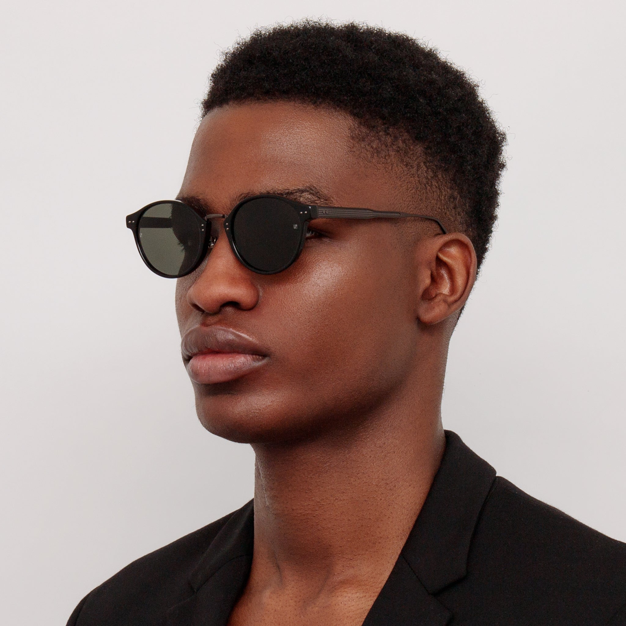 Marco Oval Sunglasses in Black Matt Nickel - LINDA FARROW - Sunglasses -