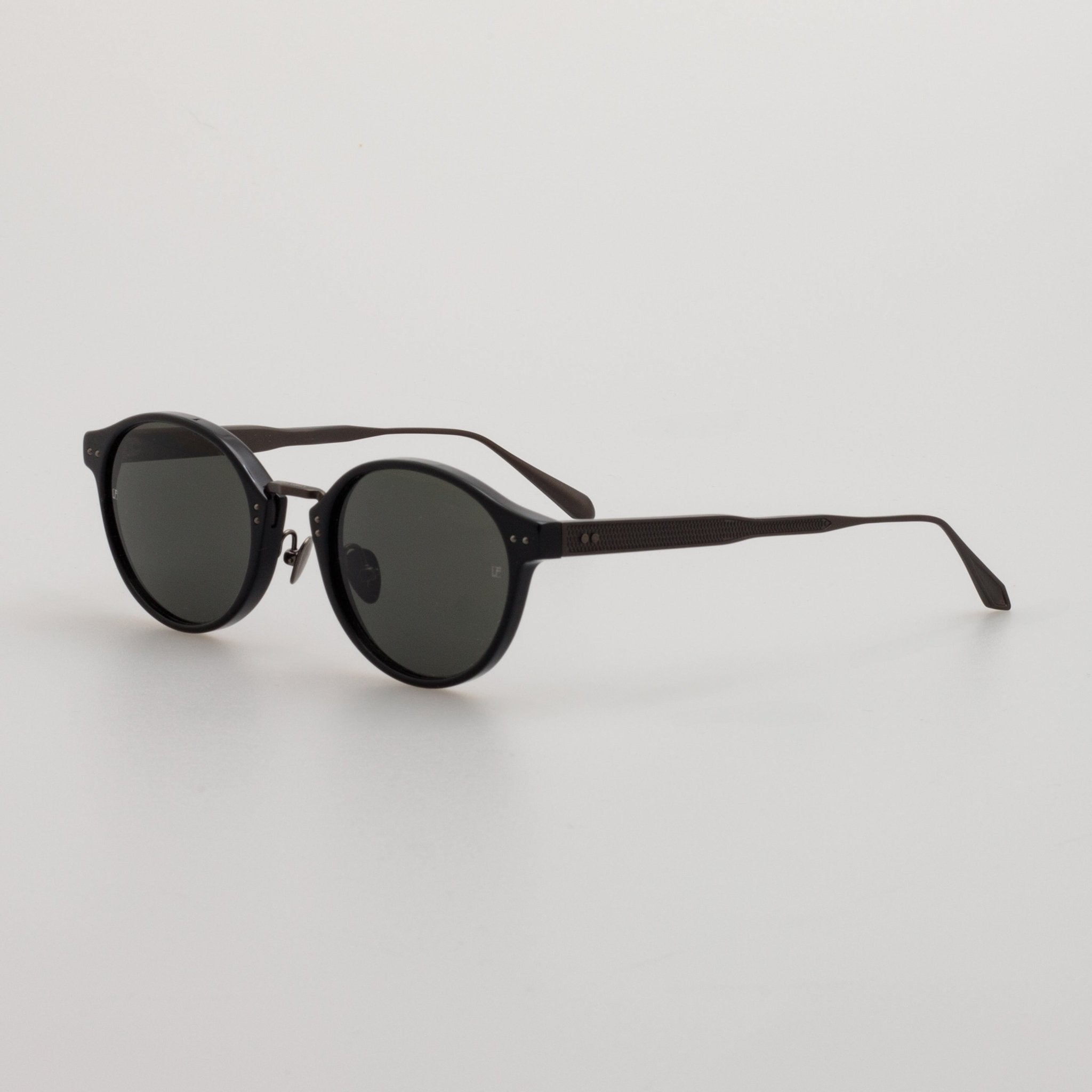 Marco Oval Sunglasses in Black Matt Nickel - LINDA FARROW - Sunglasses -