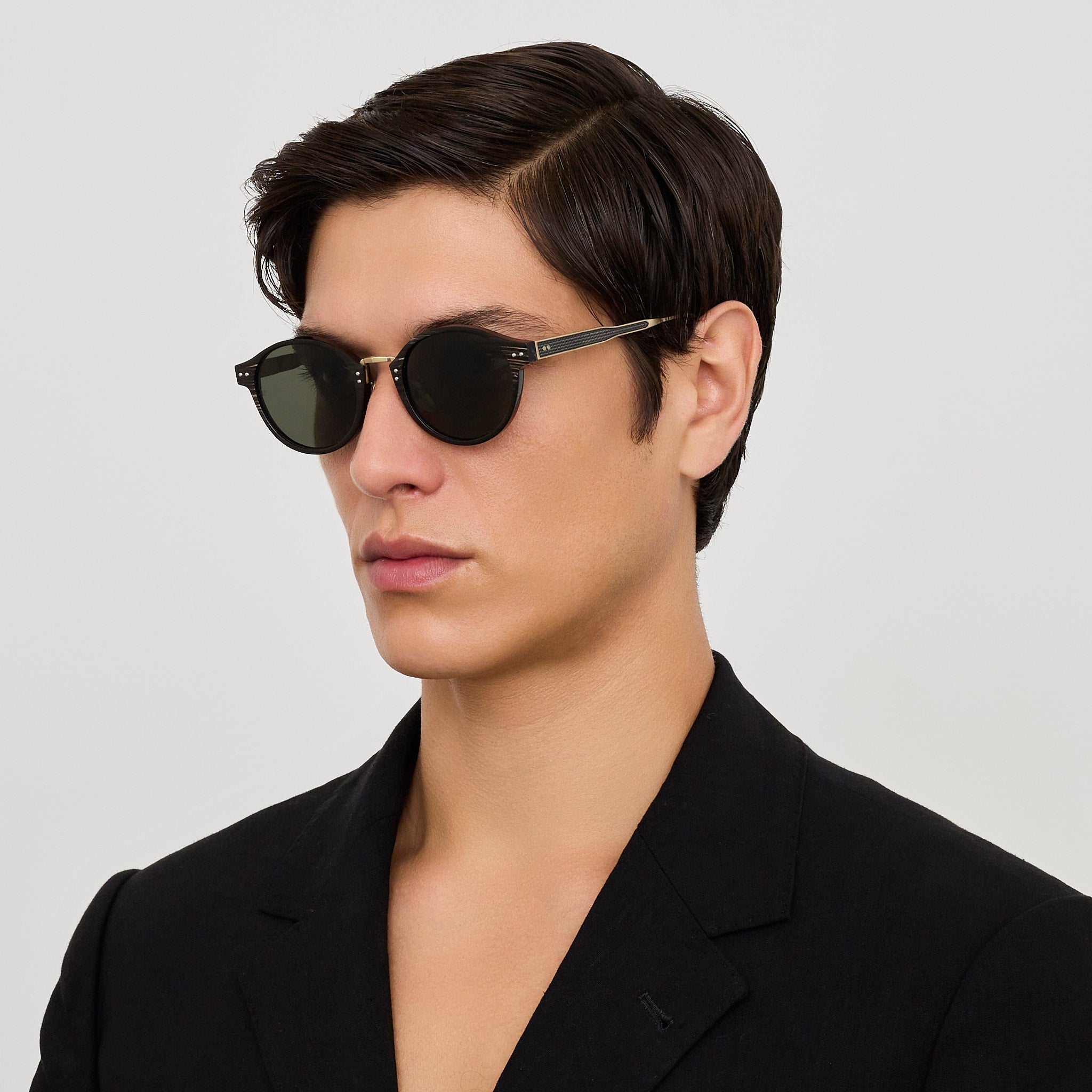 Marco Oval Sunglasses in Buffalo Horn and 925 Sterling Silver - LINDA FARROW - Sunglasses -