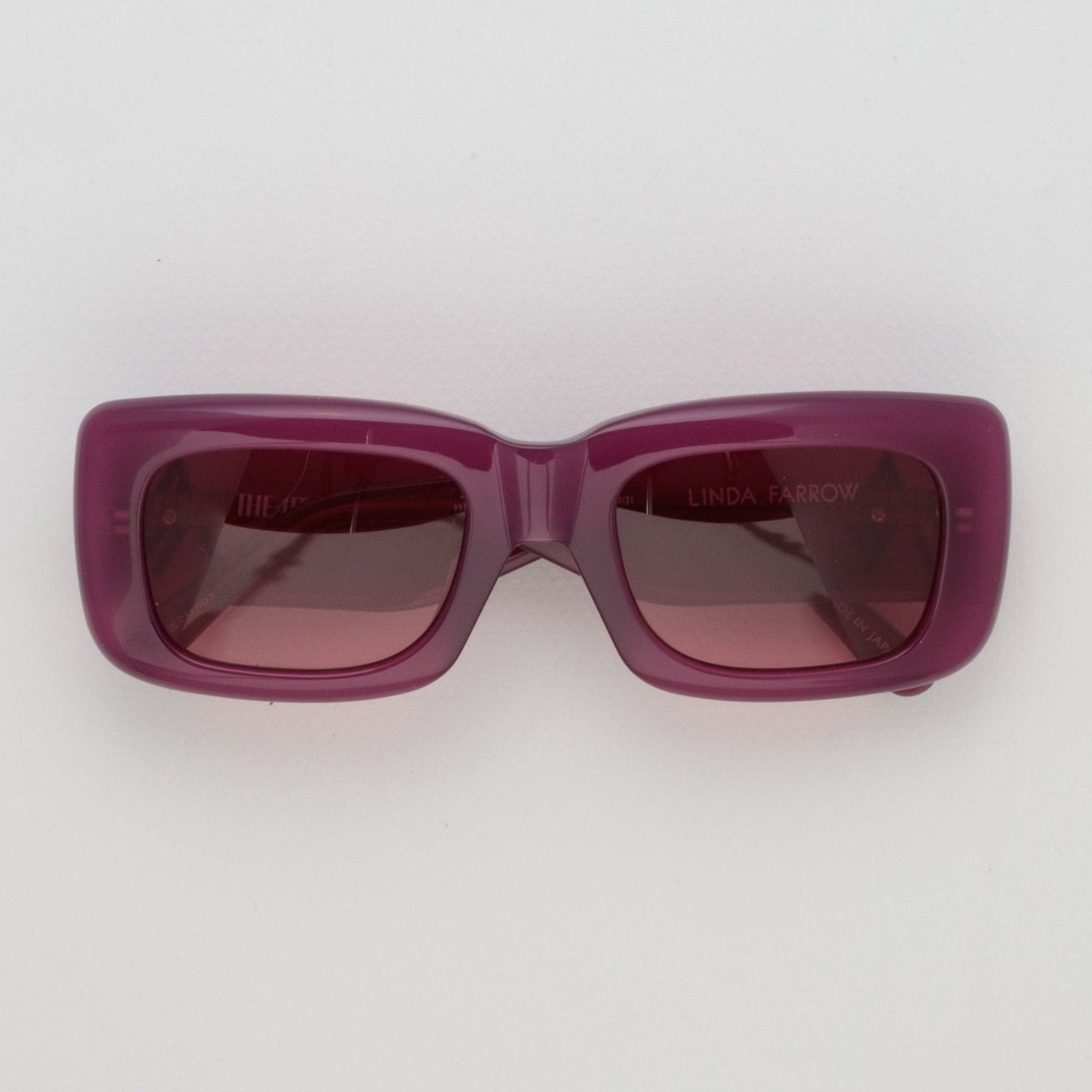 Marfa Rectangular Sunglasses in Burgundy - LINDA FARROW - Sunglasses -