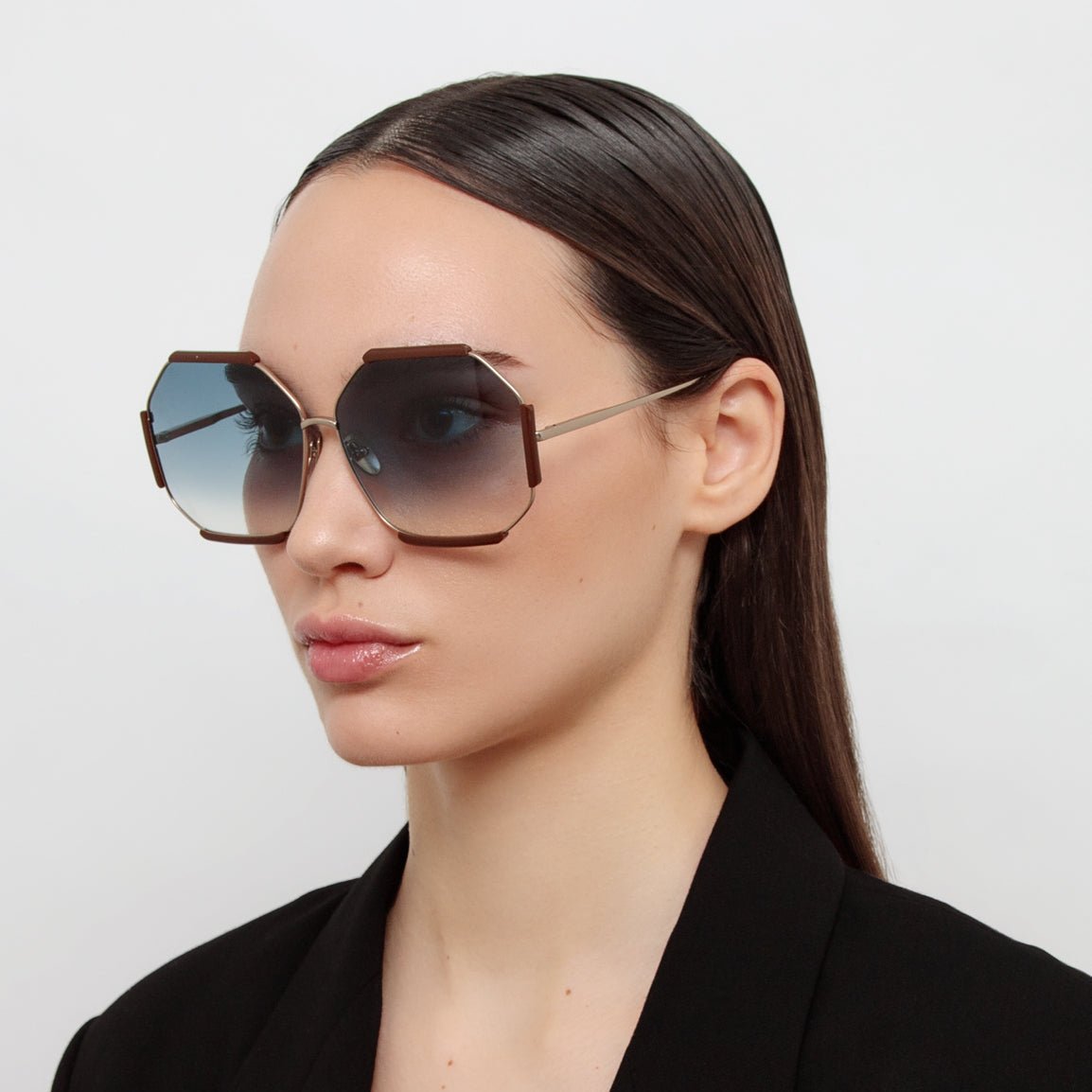 Margot Sunglasses in 22K Gold and Aqua - LINDA FARROW - Sunglasses -