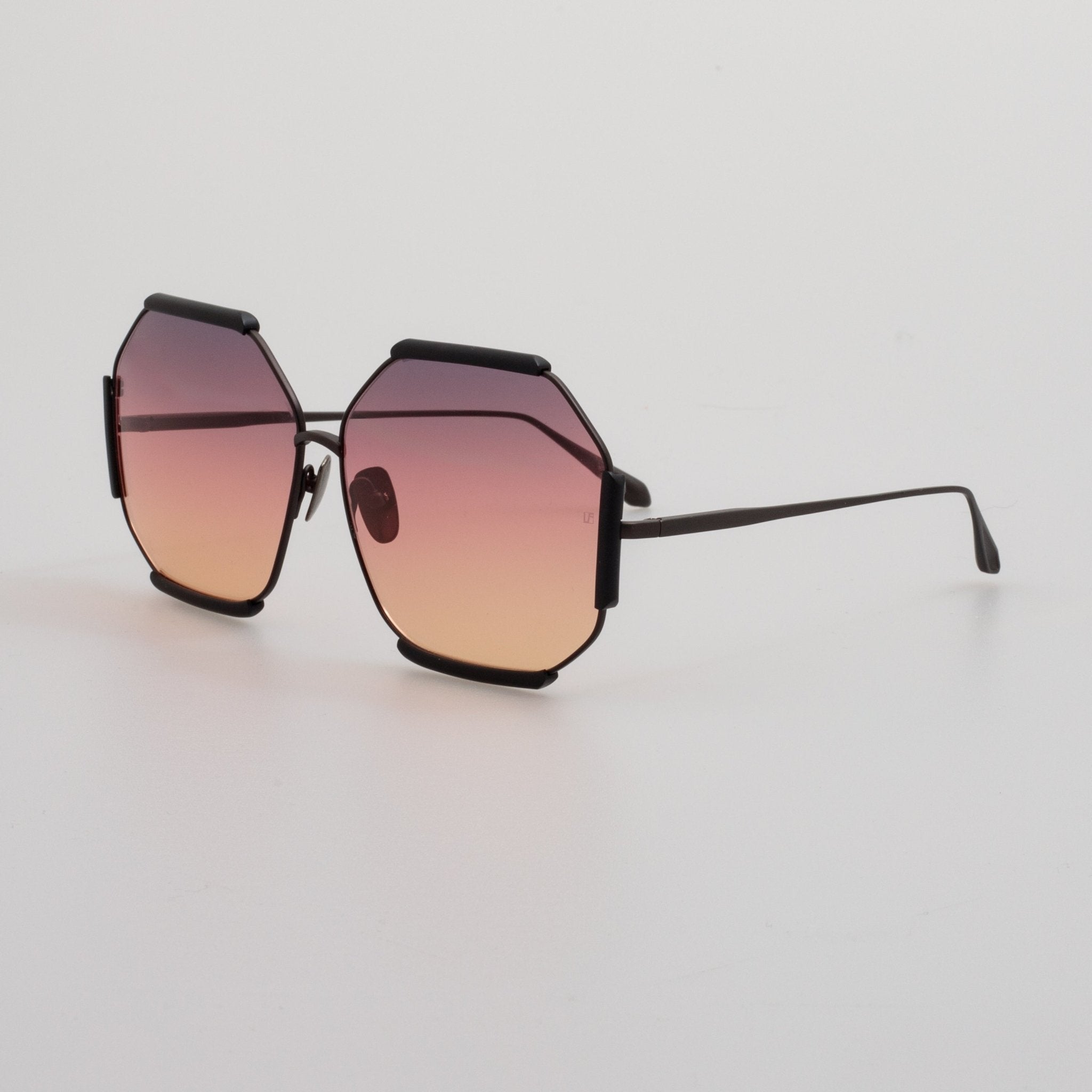 Margot Sunglasses in Black Matt Nickel and Sunset Lenses - LINDA FARROW - Sunglasses -