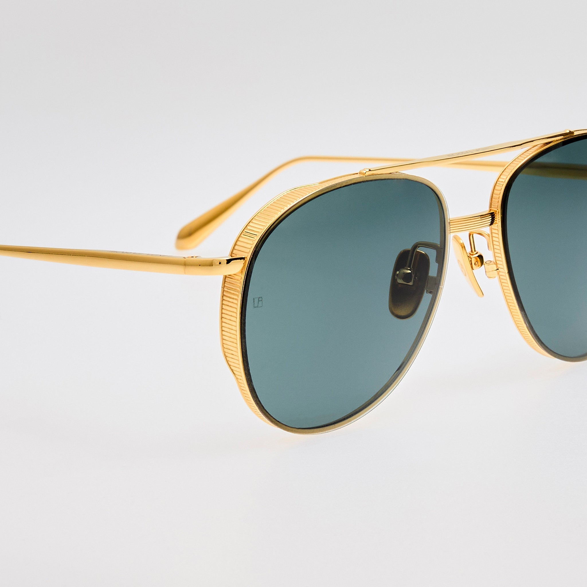Meret Sunglasses in 22K Gold and Green - LINDA FARROW - Sunglasses -