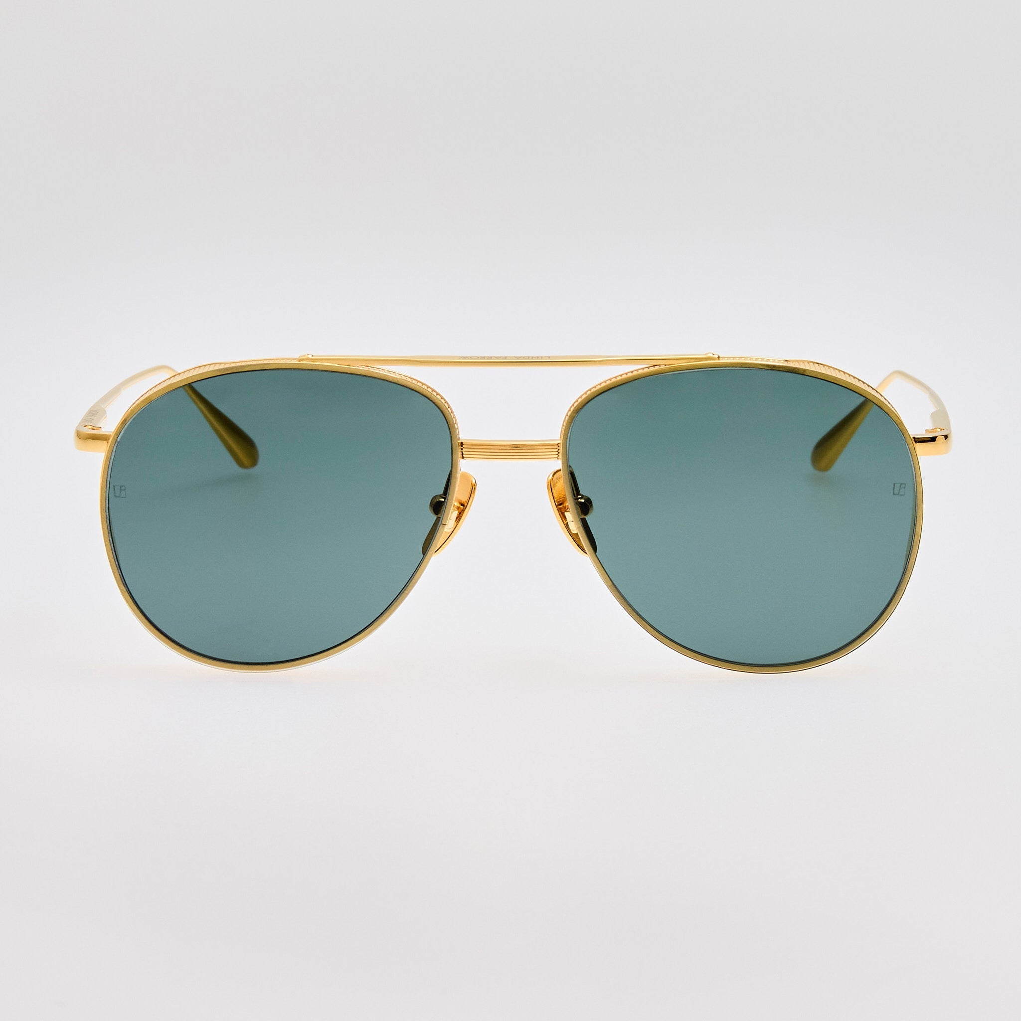 Meret Sunglasses in 22K Gold and Green - LINDA FARROW - Sunglasses -