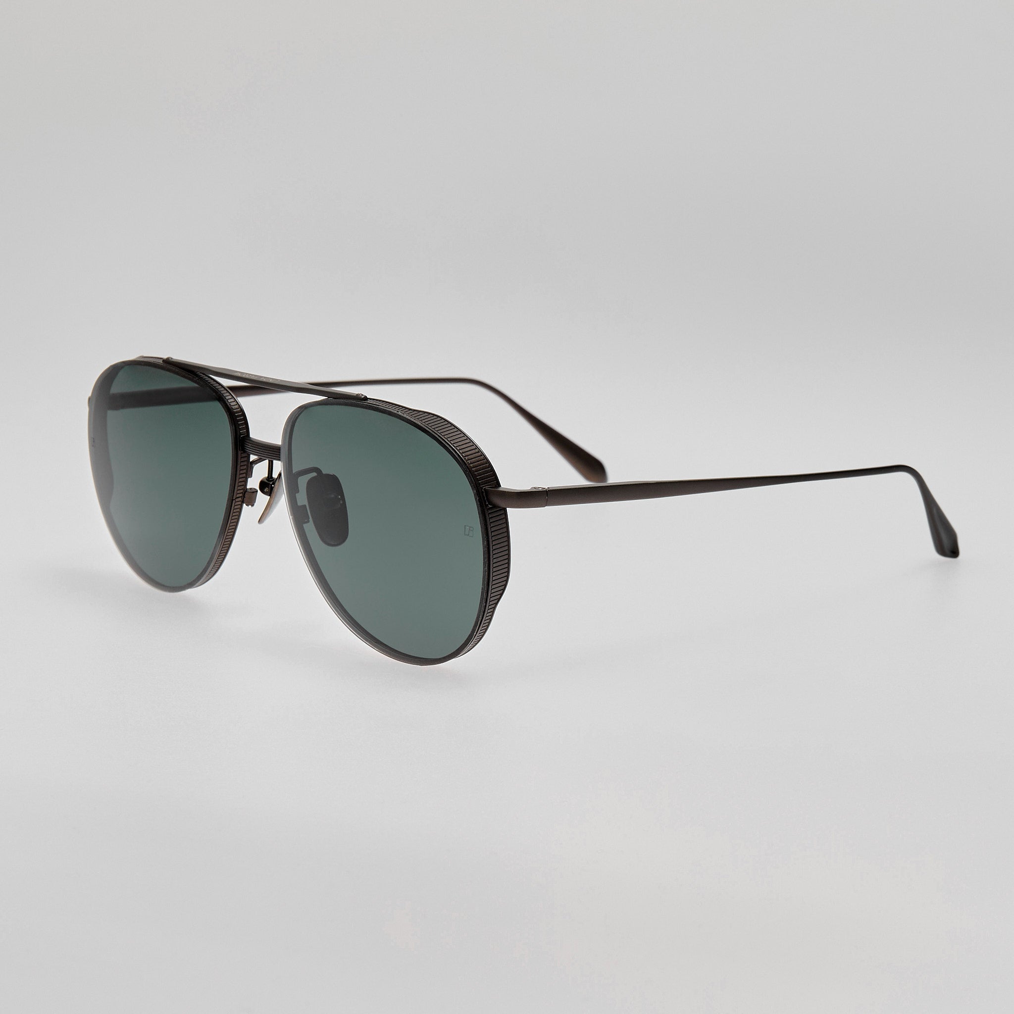 Meret Sunglasses in Matt Black Nickel - LINDA FARROW - Sunglasses -