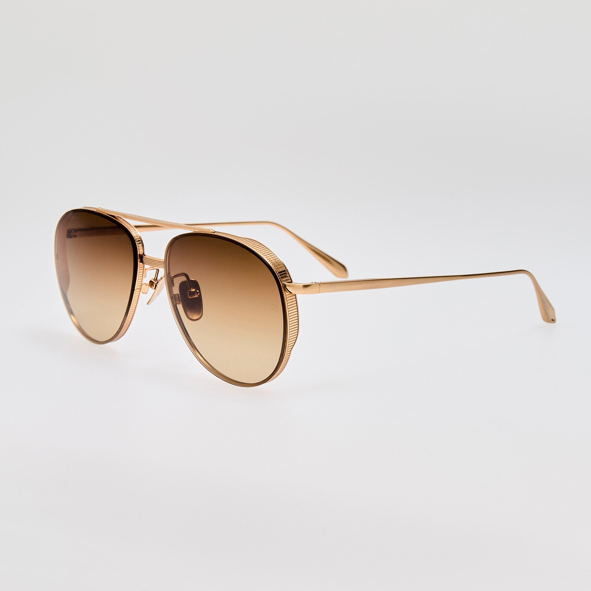 Meret Sunglasses in Matt Champagne and Brown - LINDA FARROW - Sunglasses -