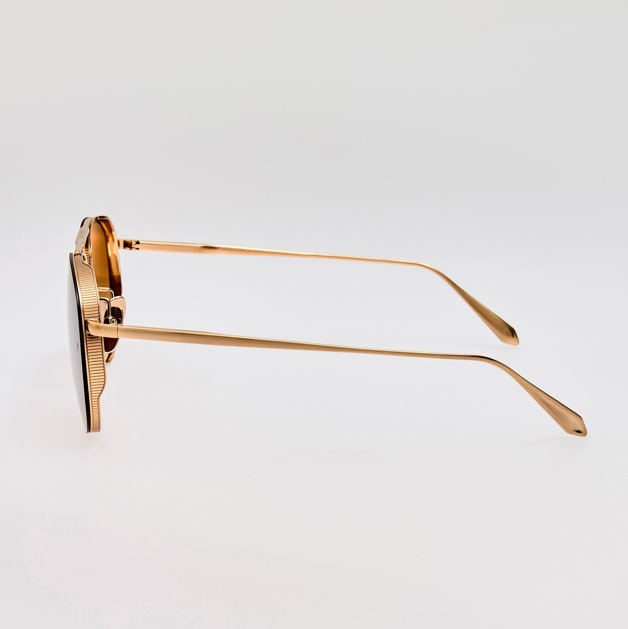 Meret Sunglasses in Matt Champagne and Brown - LINDA FARROW - Sunglasses -