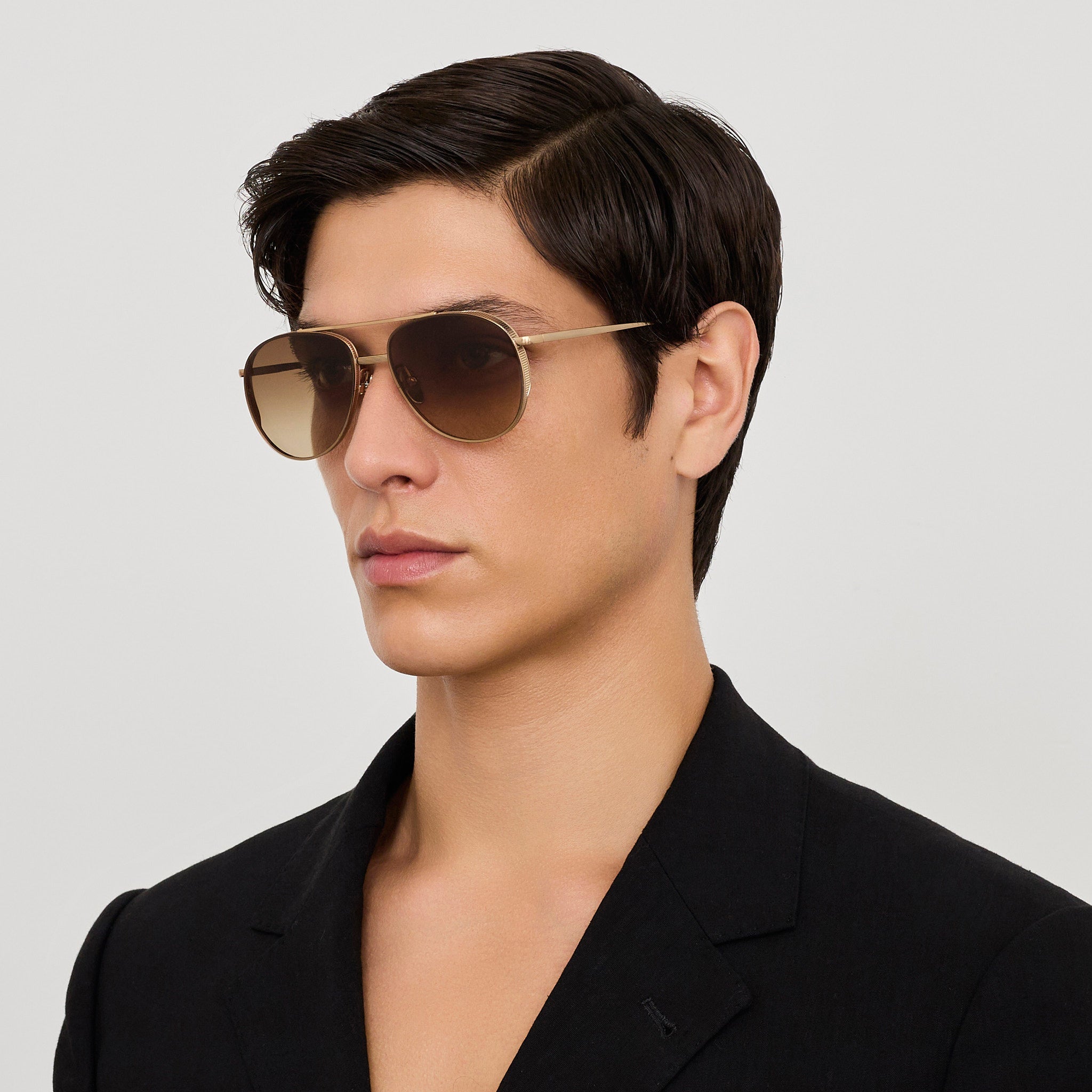 Meret Sunglasses in Matt Champagne and Brown - LINDA FARROW - Sunglasses -