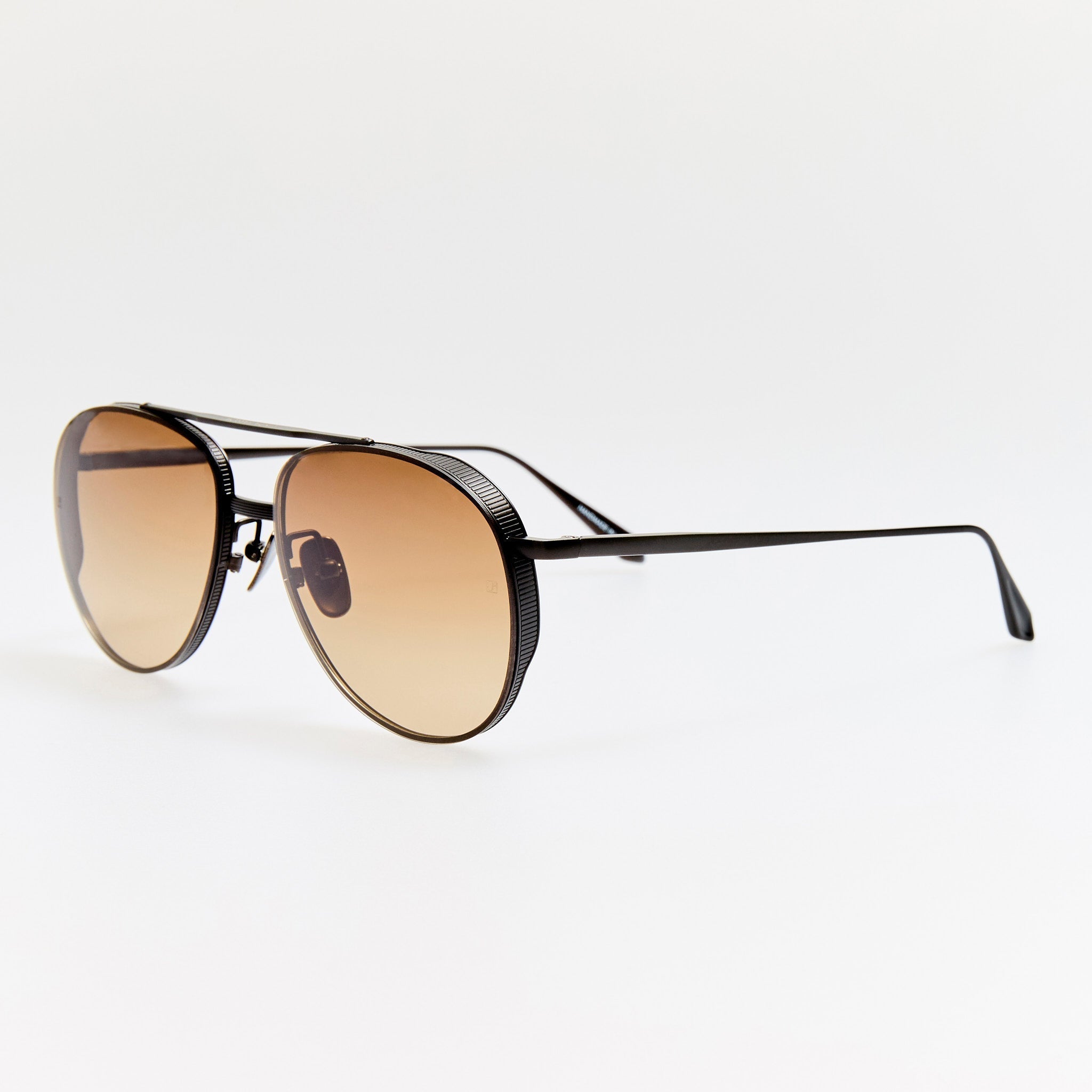 Meret Sunglasses in Matt Nickel and Mocha - LINDA FARROW - Sunglasses -