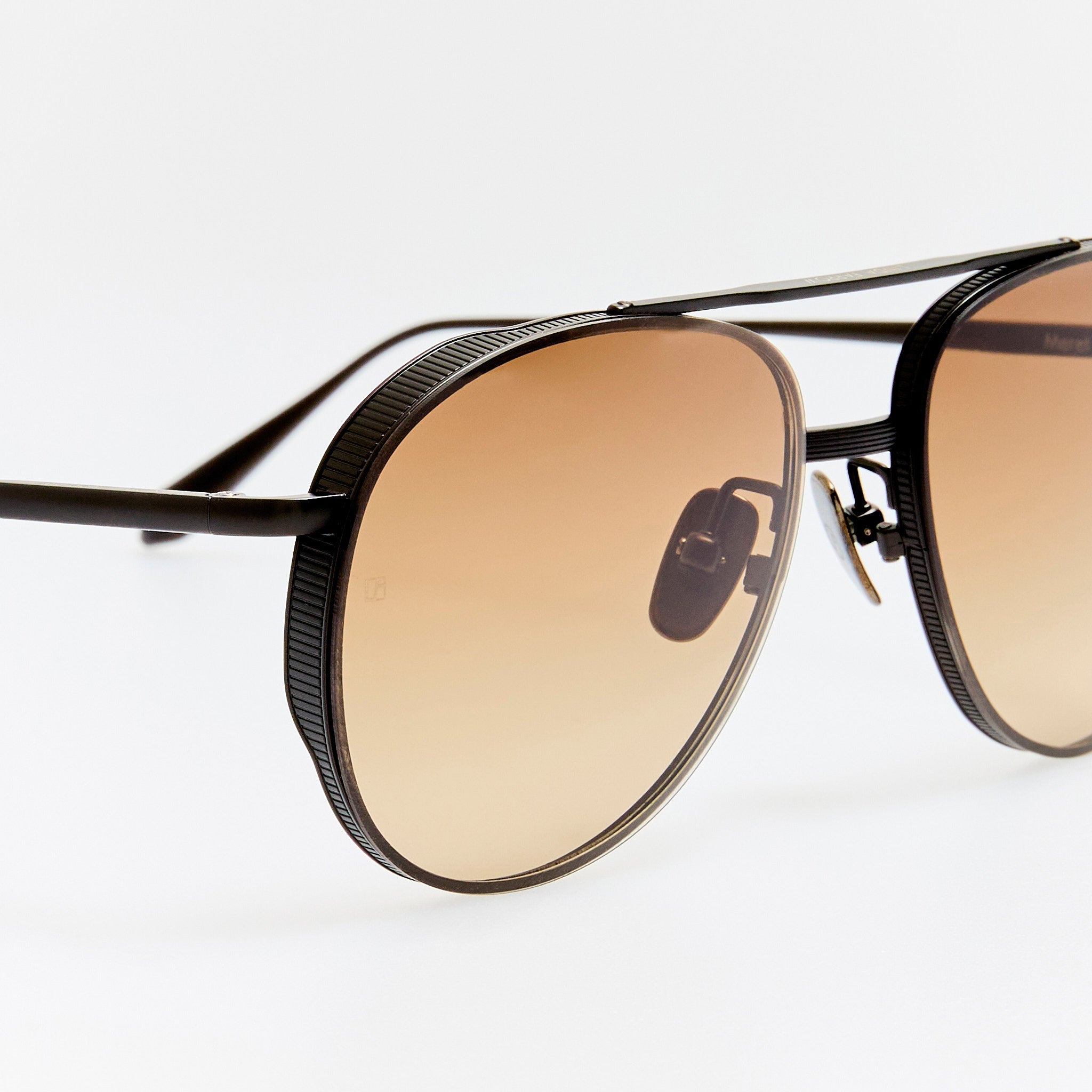 Meret Sunglasses in Matt Nickel and Mocha - LINDA FARROW - Sunglasses -