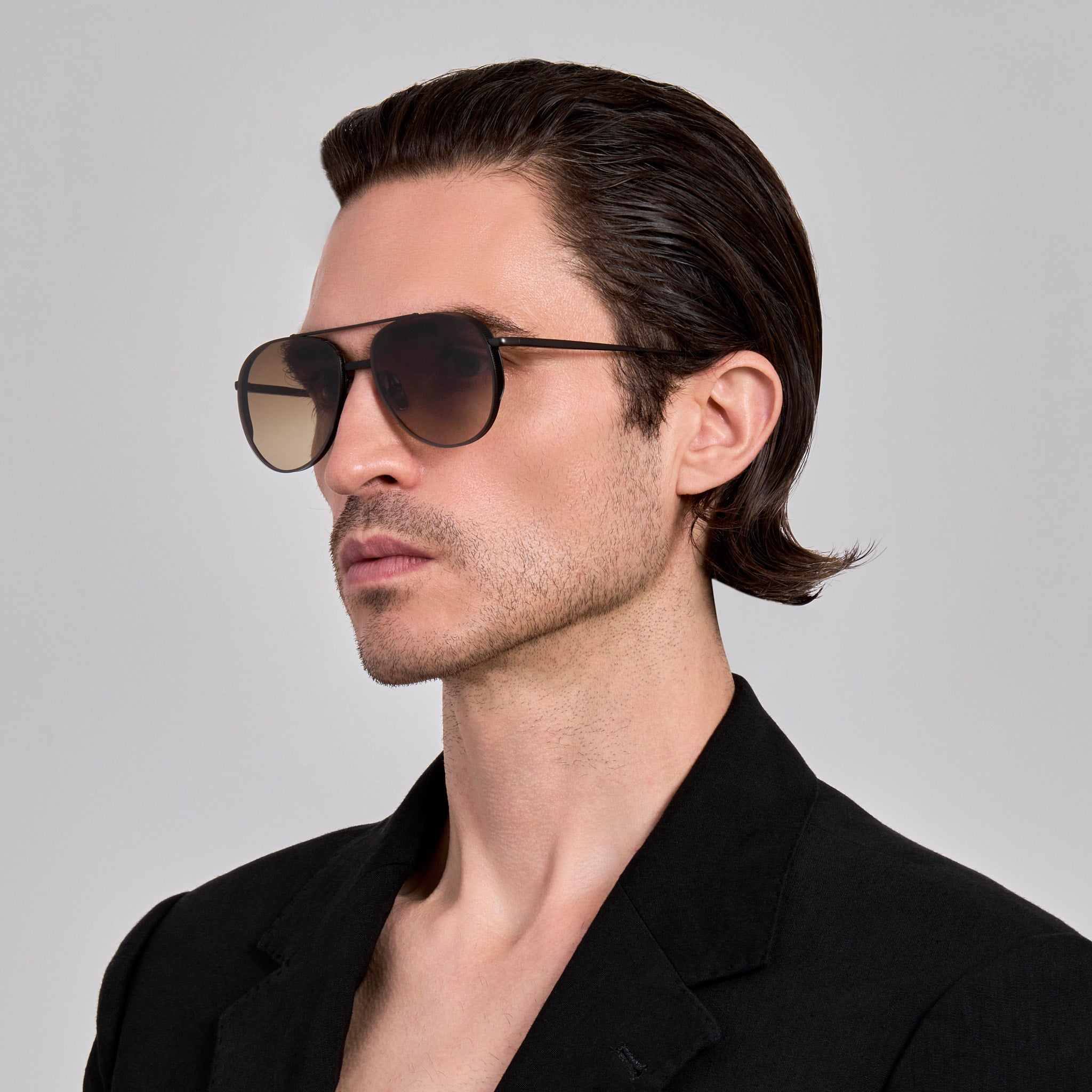 Meret Sunglasses in Matt Nickel and Mocha - LINDA FARROW - Sunglasses -
