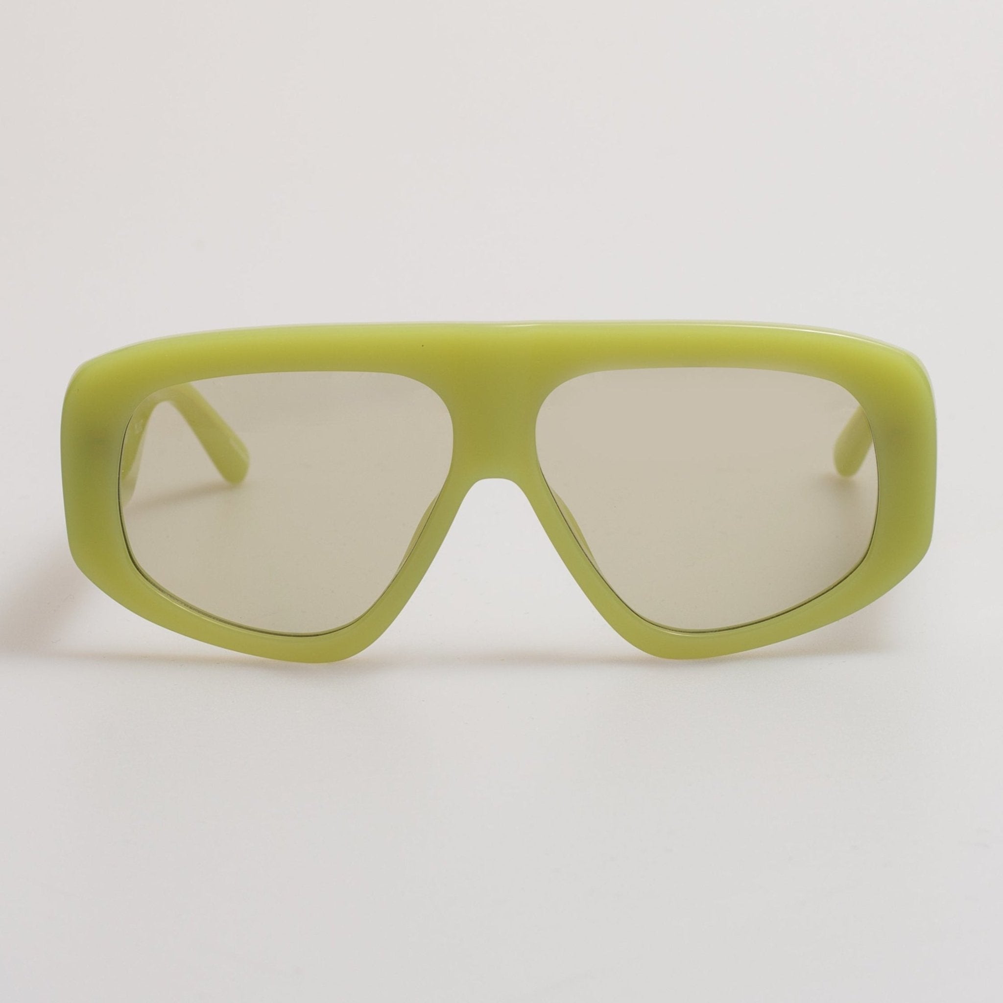 Milano Oversized Sunglasses in Acid Green - LINDA FARROW - Sunglasses -