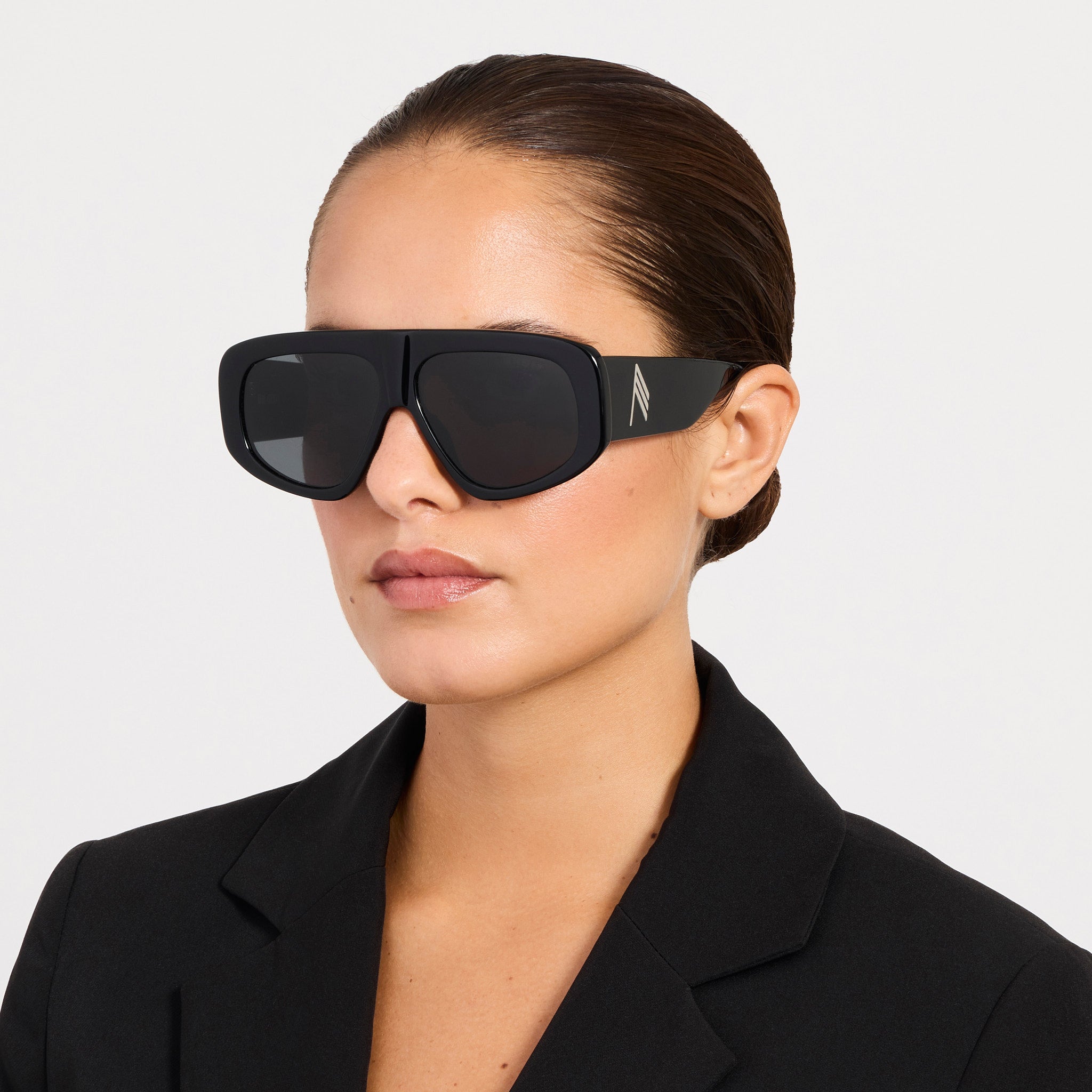 Milano Oversized Sunglasses in Black - LINDA FARROW - Sunglasses -