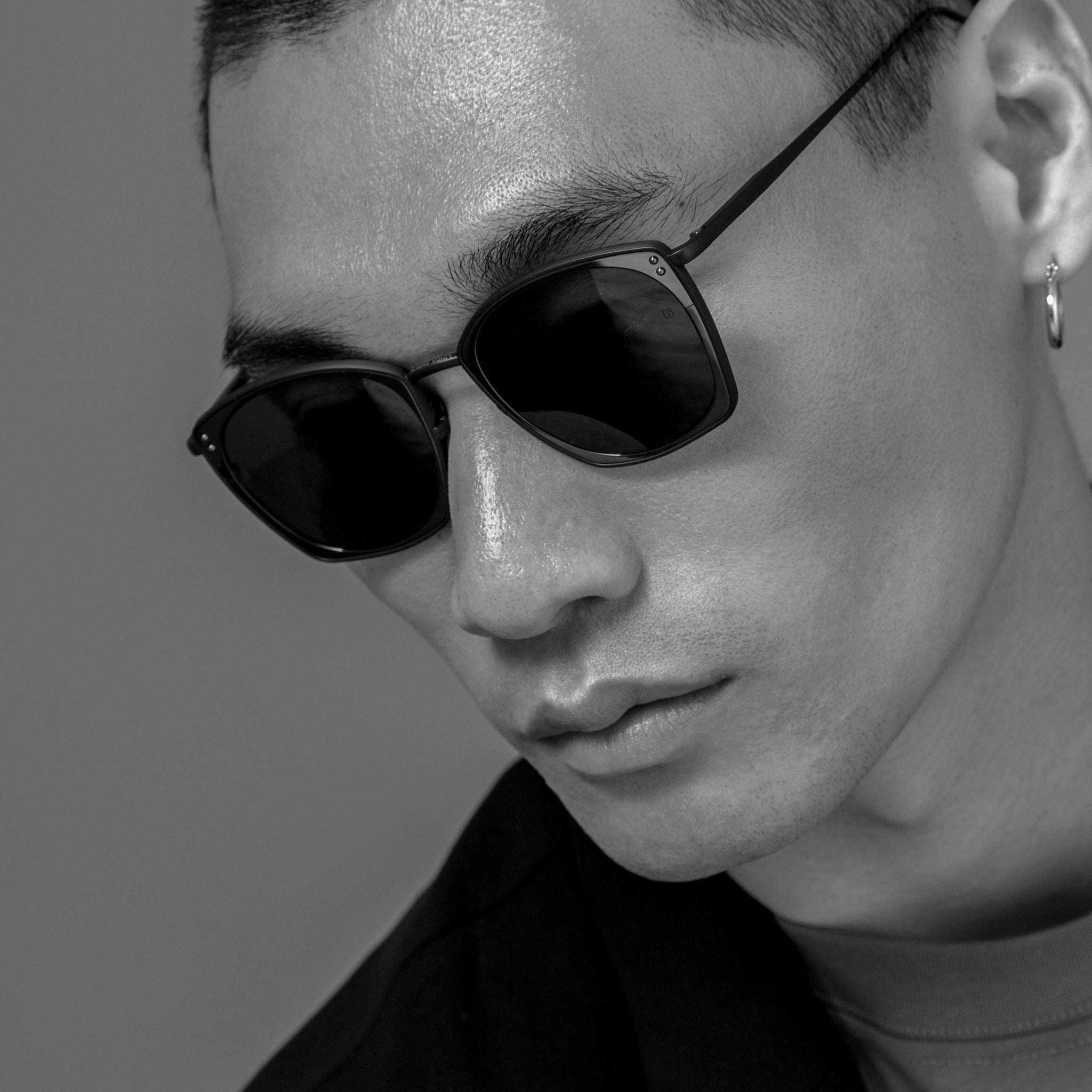 Milo Square Sunglasses in Matt Black Nickel - LINDA FARROW - Sunglasses -