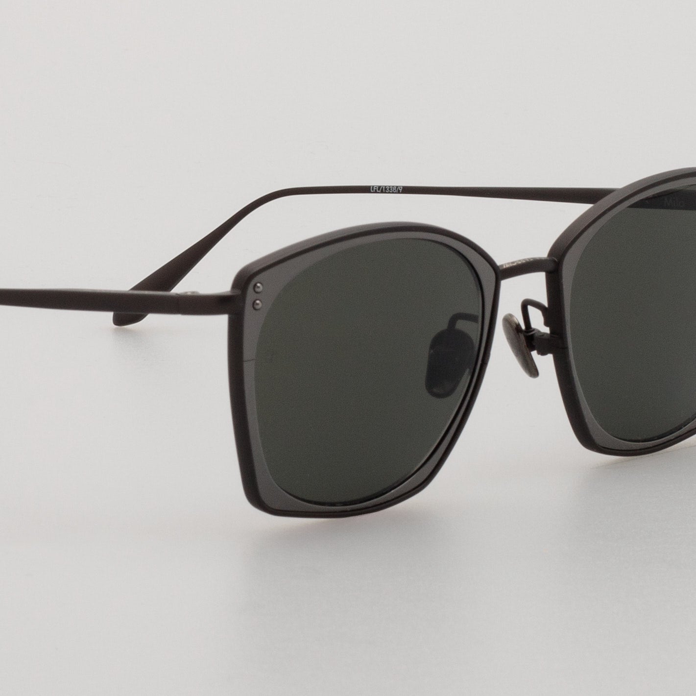 Milo Square Sunglasses in Matt Black Nickel - LINDA FARROW - Sunglasses -
