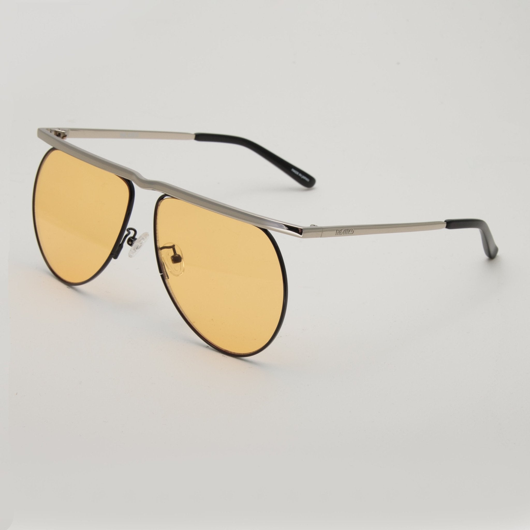 Mina Aviator Sunglasses in Silver and Peach - LINDA FARROW - Sunglasses -