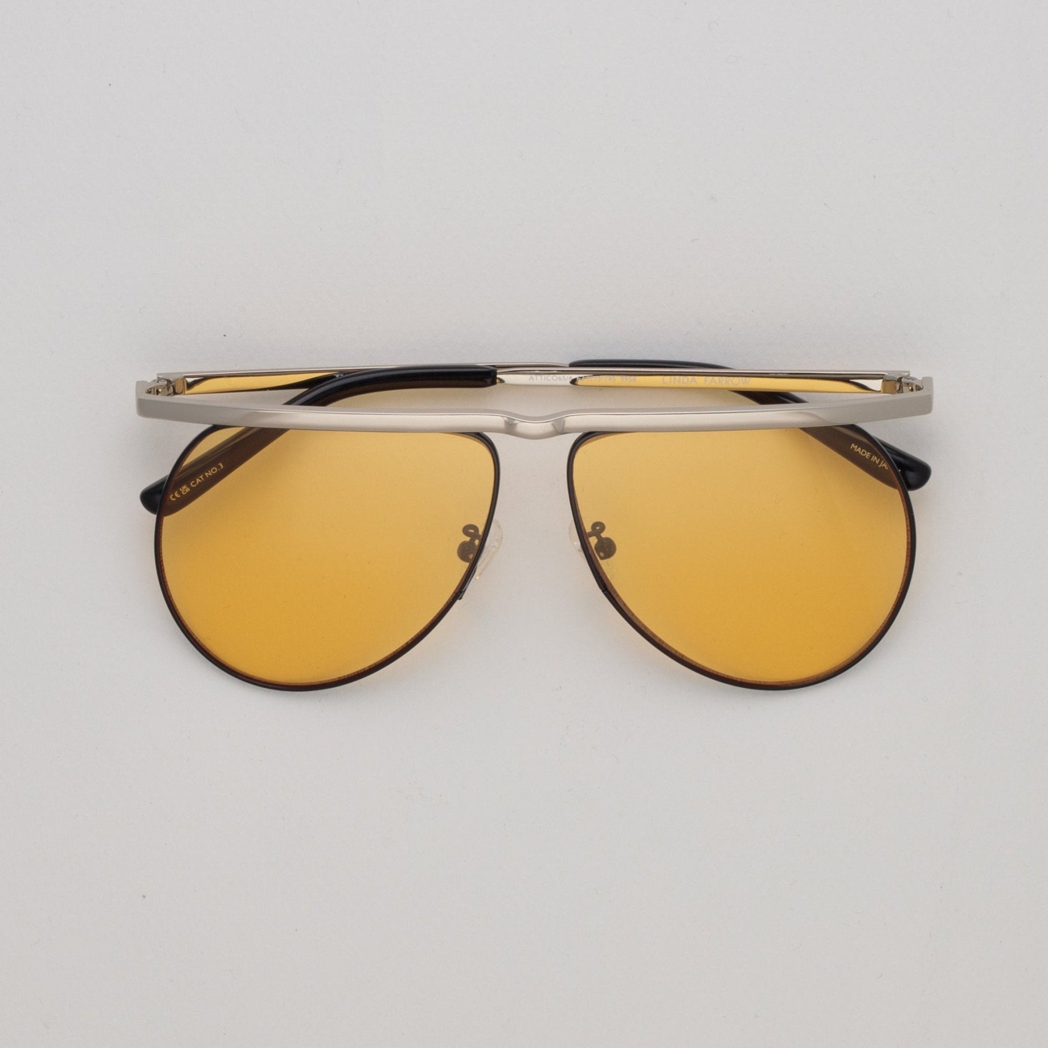 Mina Aviator Sunglasses in Silver and Peach - LINDA FARROW - Sunglasses -