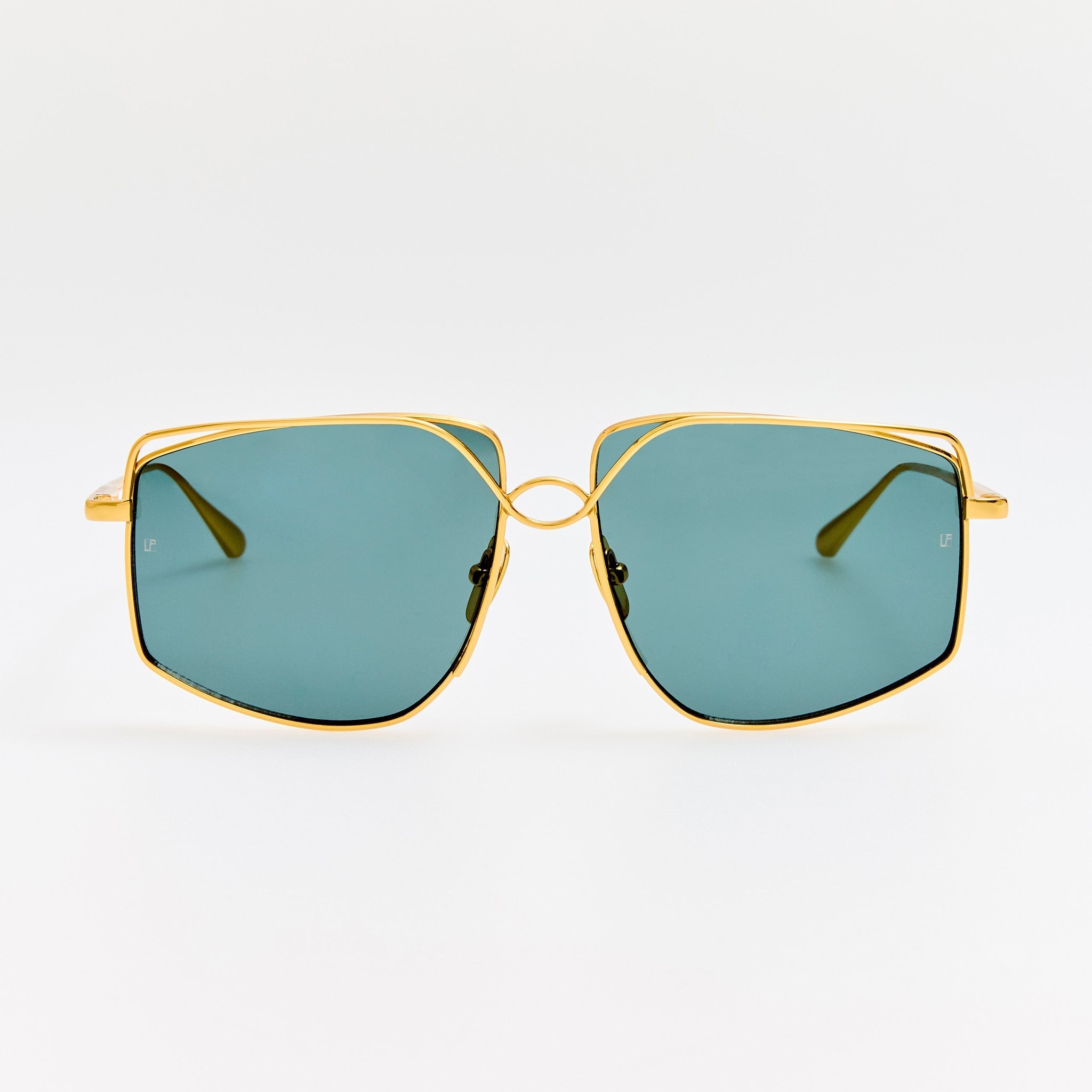 Miranda Sunglasses in 22K Gold and Green - LINDA FARROW - Sunglasses -