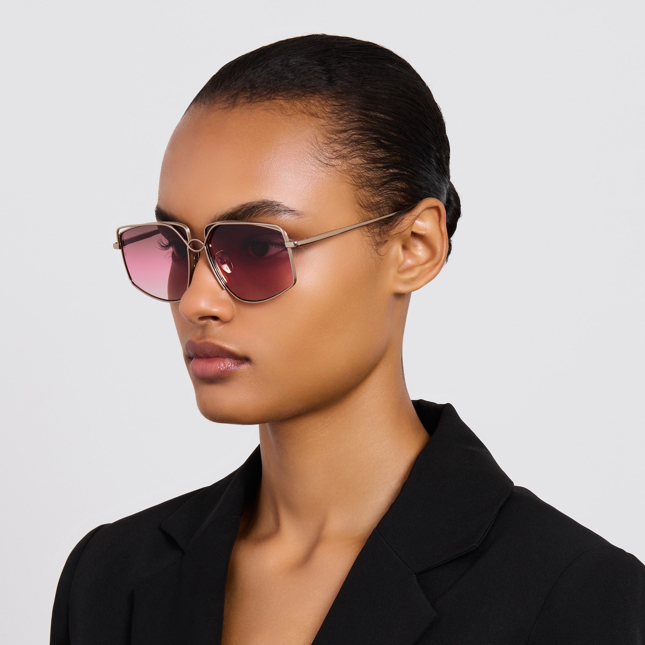 Miranda Sunglasses in 22K Gold and Pink - LINDA FARROW - Sunglasses -