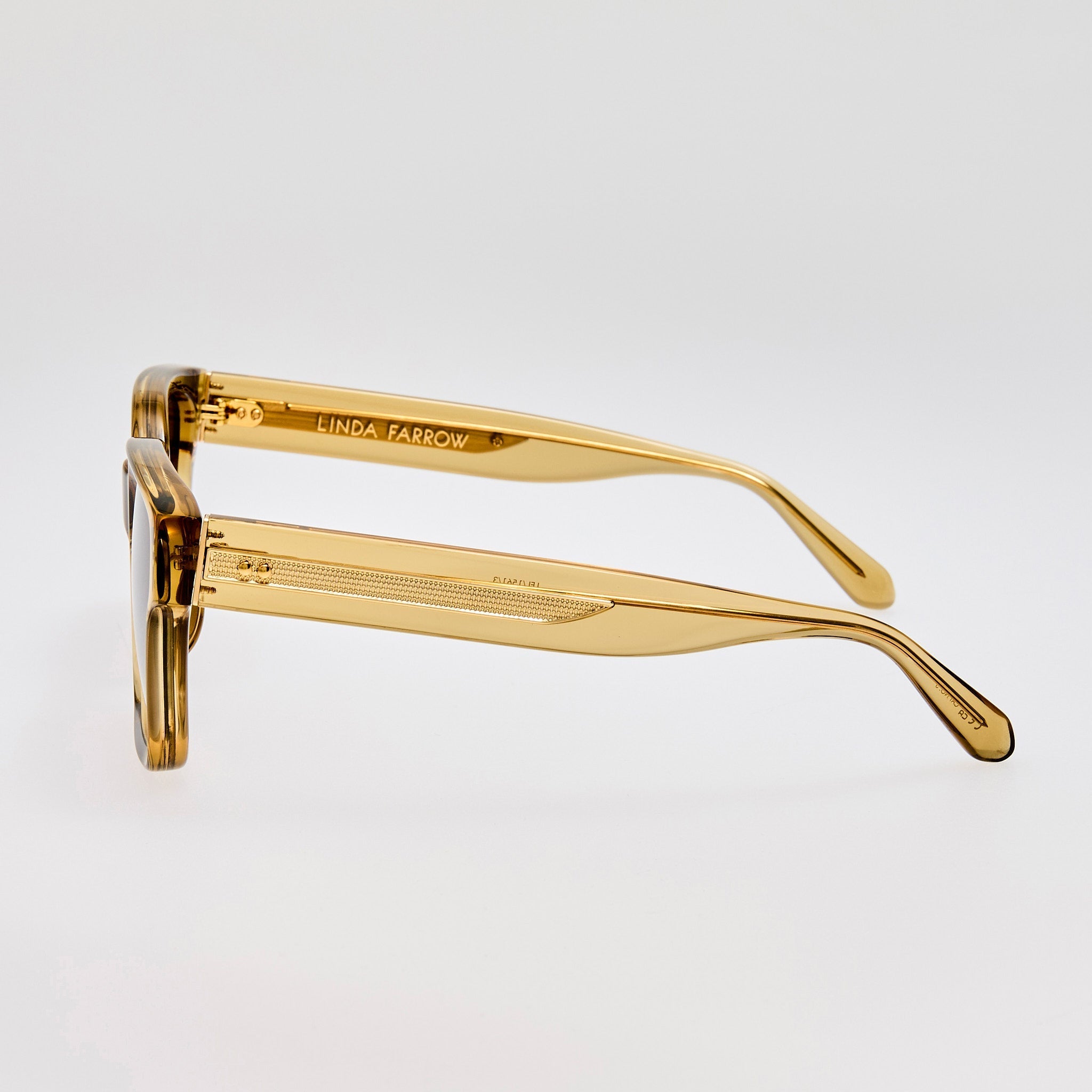 Nathan Sunglasses in 22K Gold and Khaki - LINDA FARROW - Sunglasses -