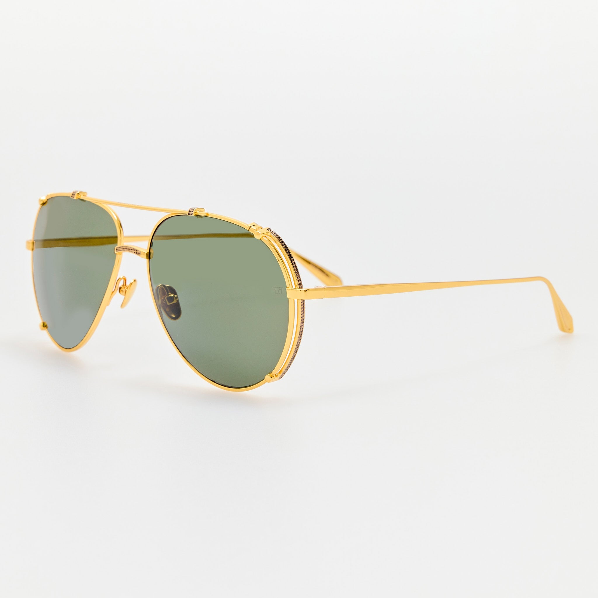 Newman Sunglasses in 22K Gold and Grey - LINDA FARROW - Sunglasses -