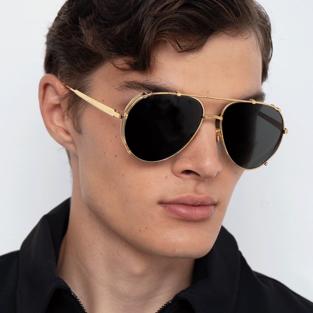Newman Sunglasses in 22K White Gold and Platinum - LINDA FARROW - Sunglasses -
