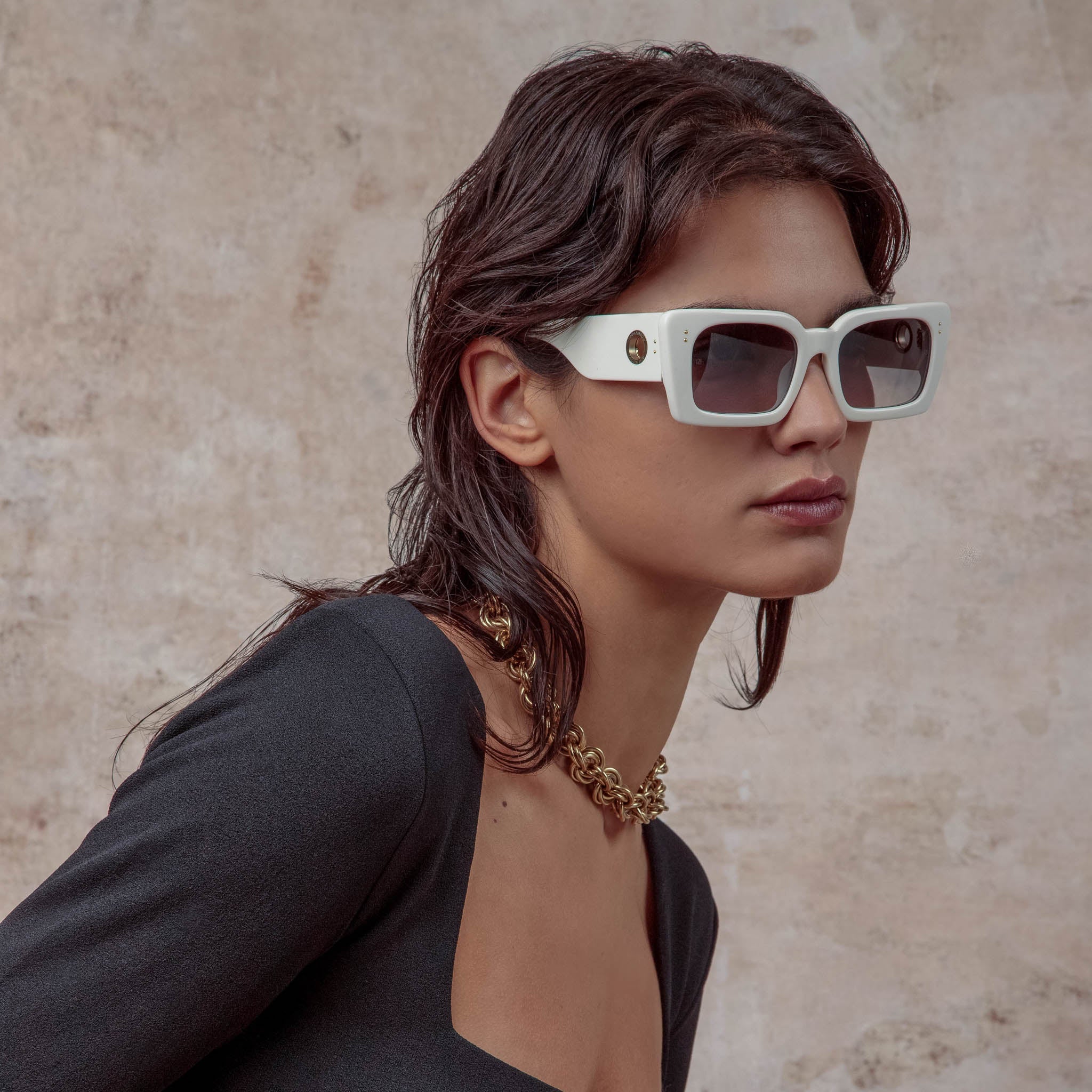 Nieve Sunglasses in White - LINDA FARROW - Sunglasses -