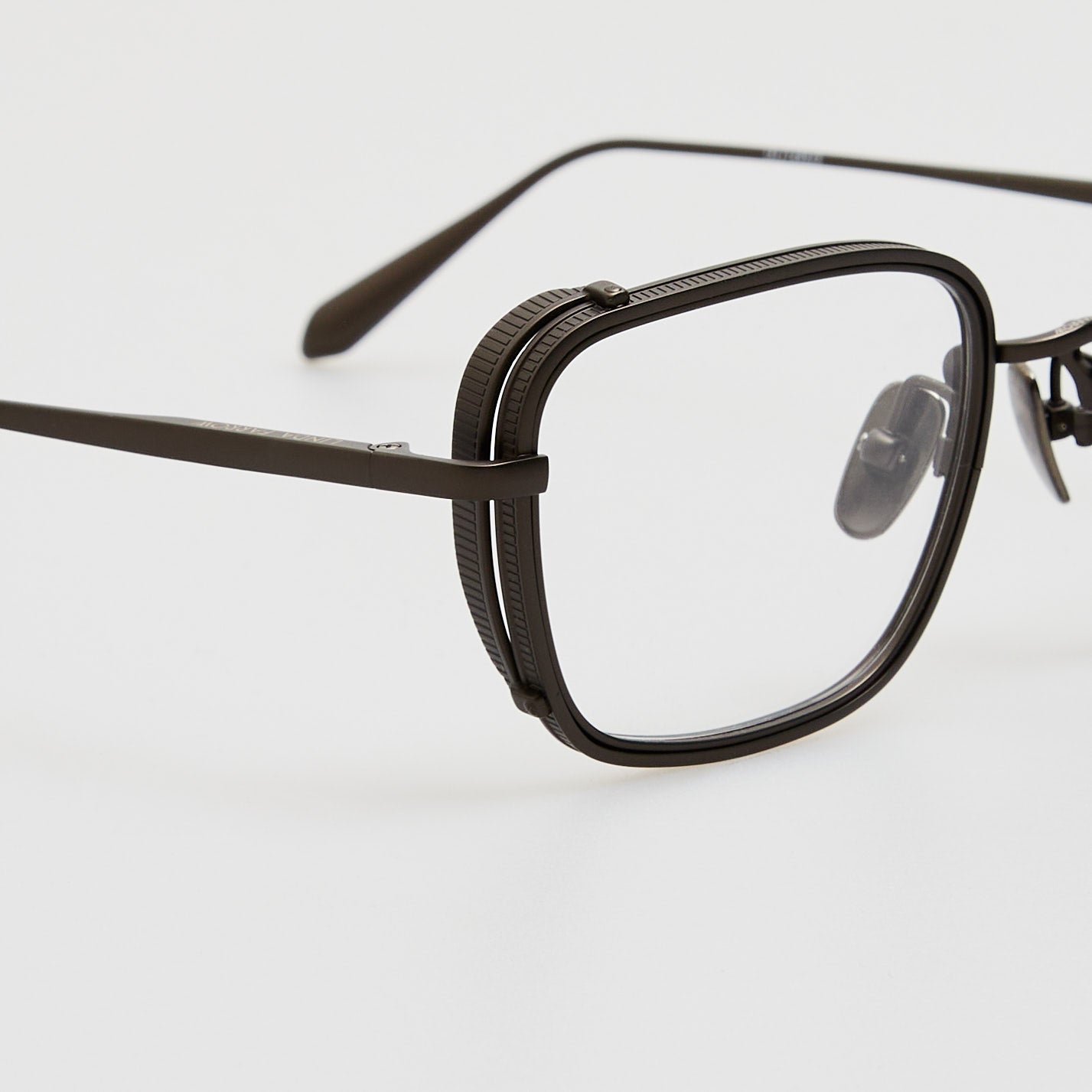 Ofer Rectangular Optical Frame in Matt Black Nickel - LINDA FARROW - Optical Frame -