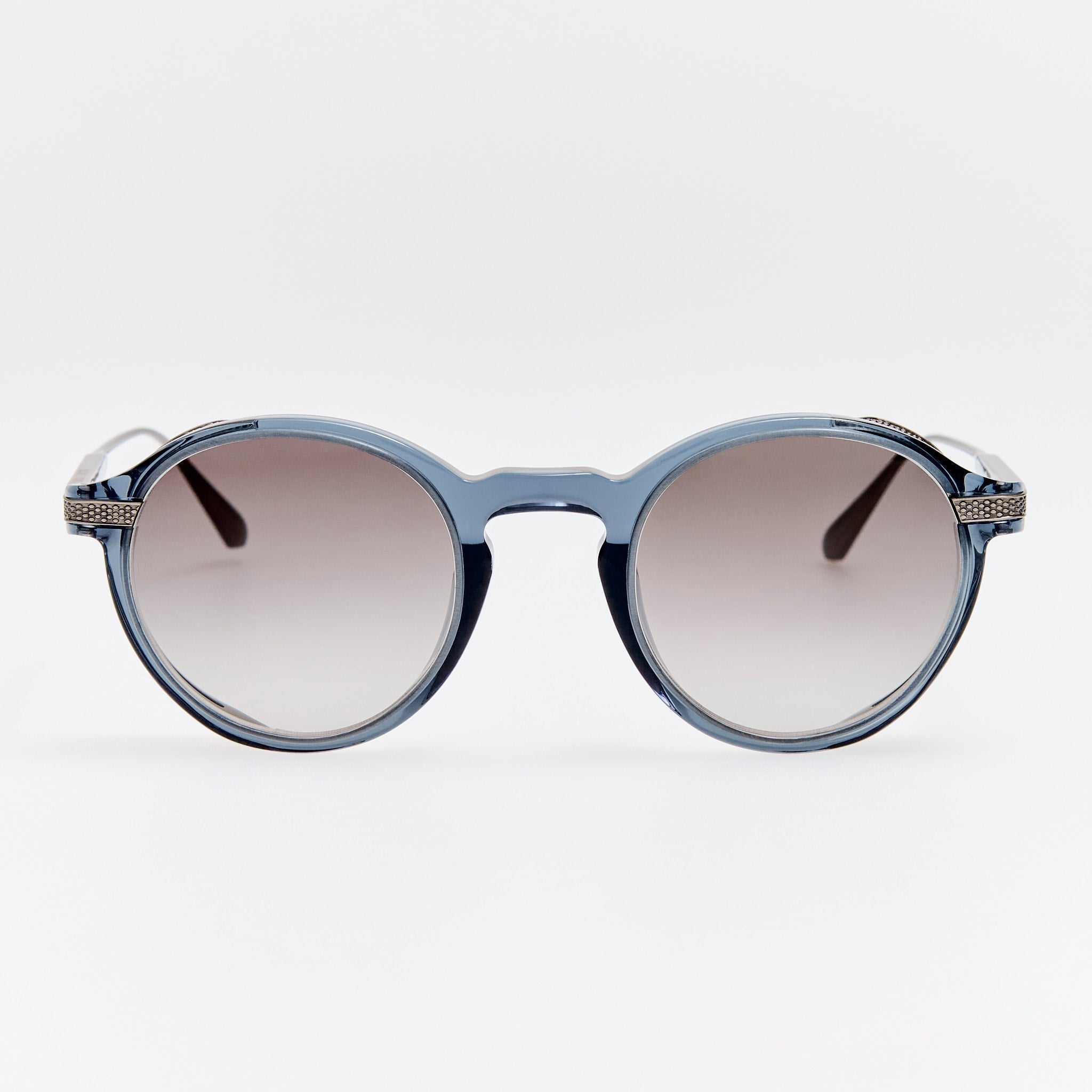 Orion Sunglasses in Antique White Gold and Navy - LINDA FARROW - Sunglasses -