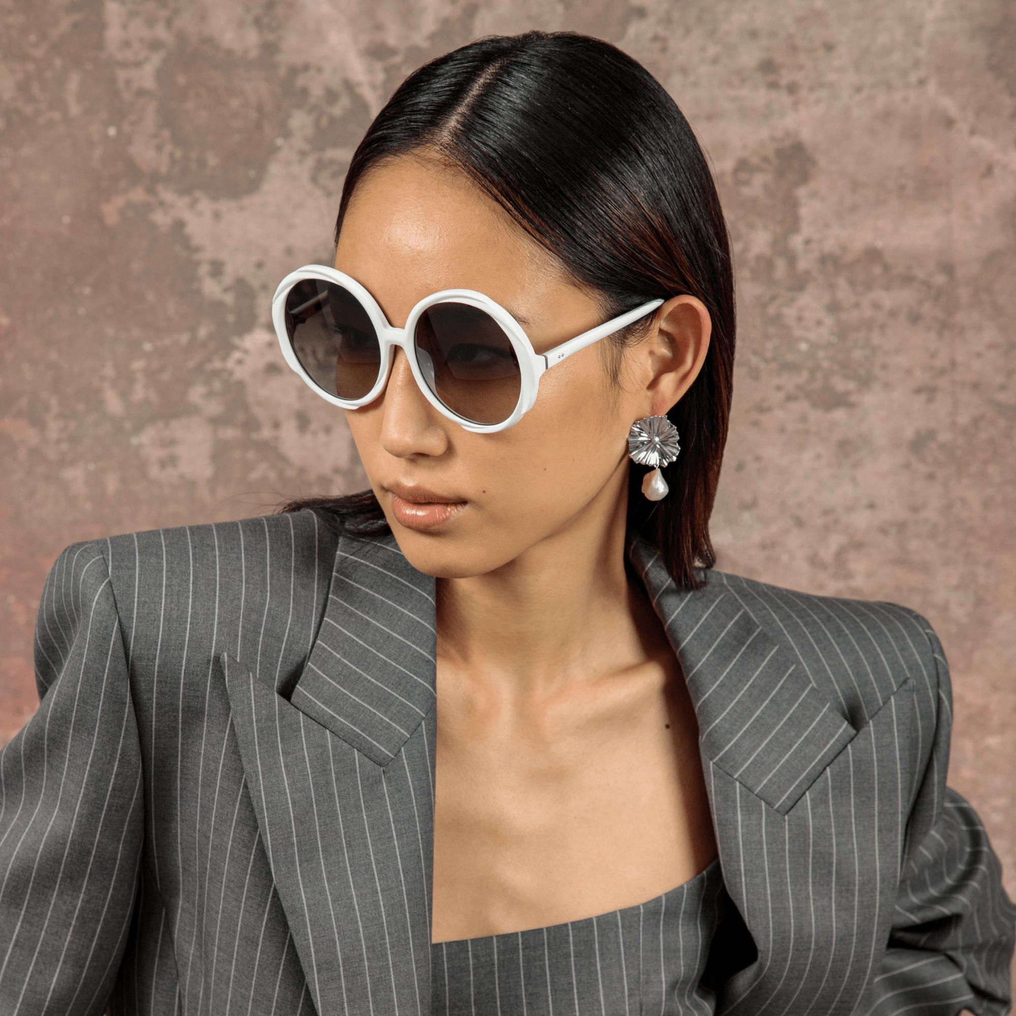Otavia Oversized Sunglasses in White - LINDA FARROW - Sunglasses -