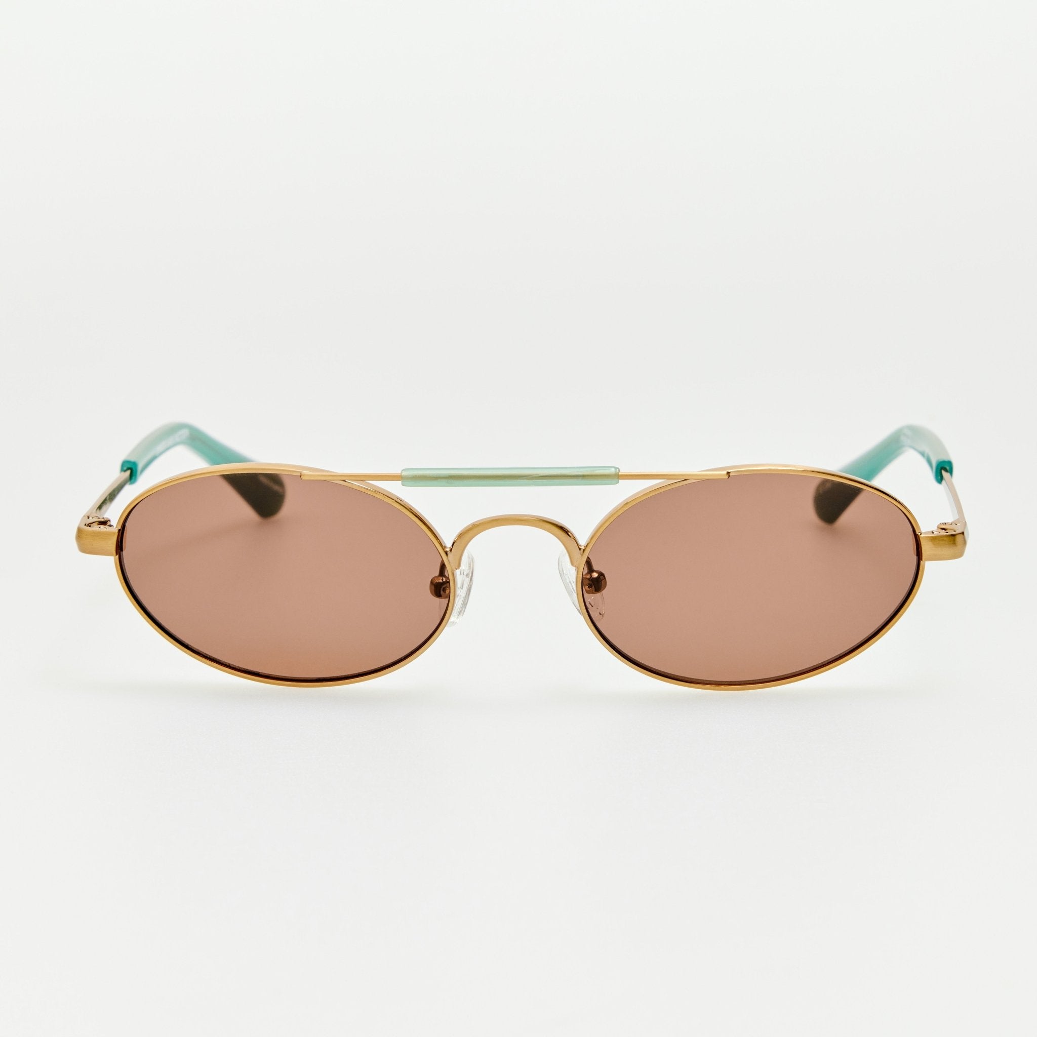 Oval Sunglasses in Gold and Blue - LINDA FARROW-Sunglasses-