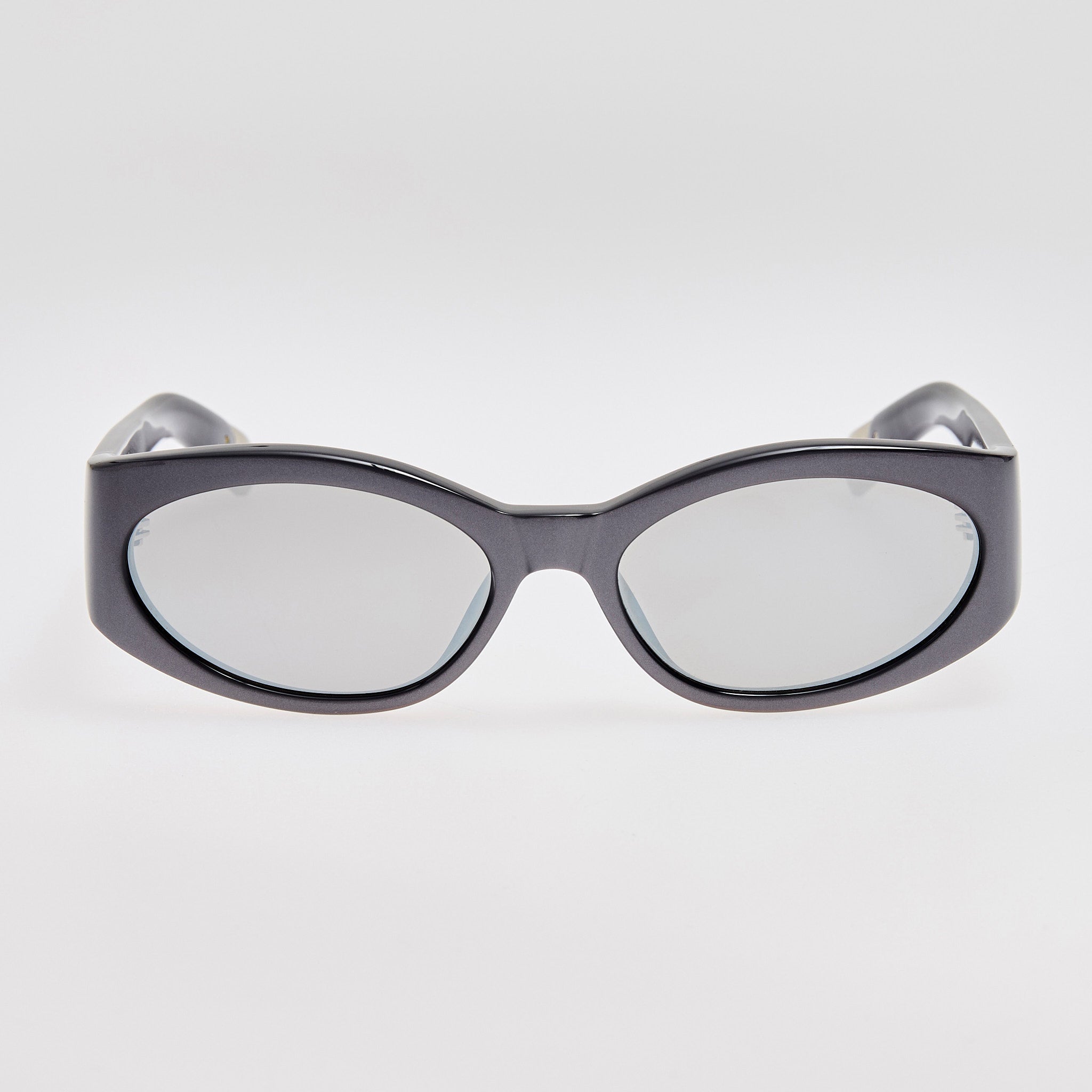 Ovalo Sunglasses in Metallic Gunmetal - LINDA FARROW - Sunglasses -
