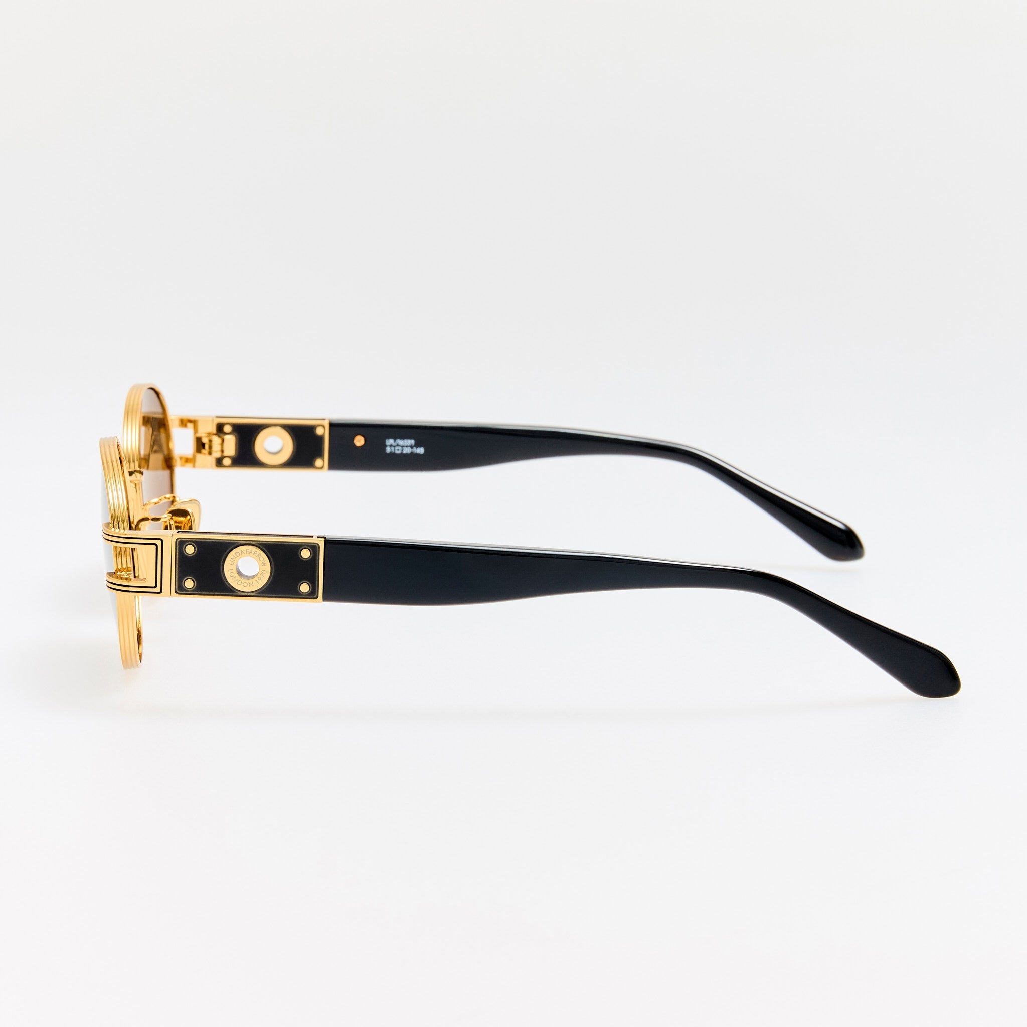 Phoebe Sunglasses in 22K Gold and Black - LINDA FARROW - Sunglasses -