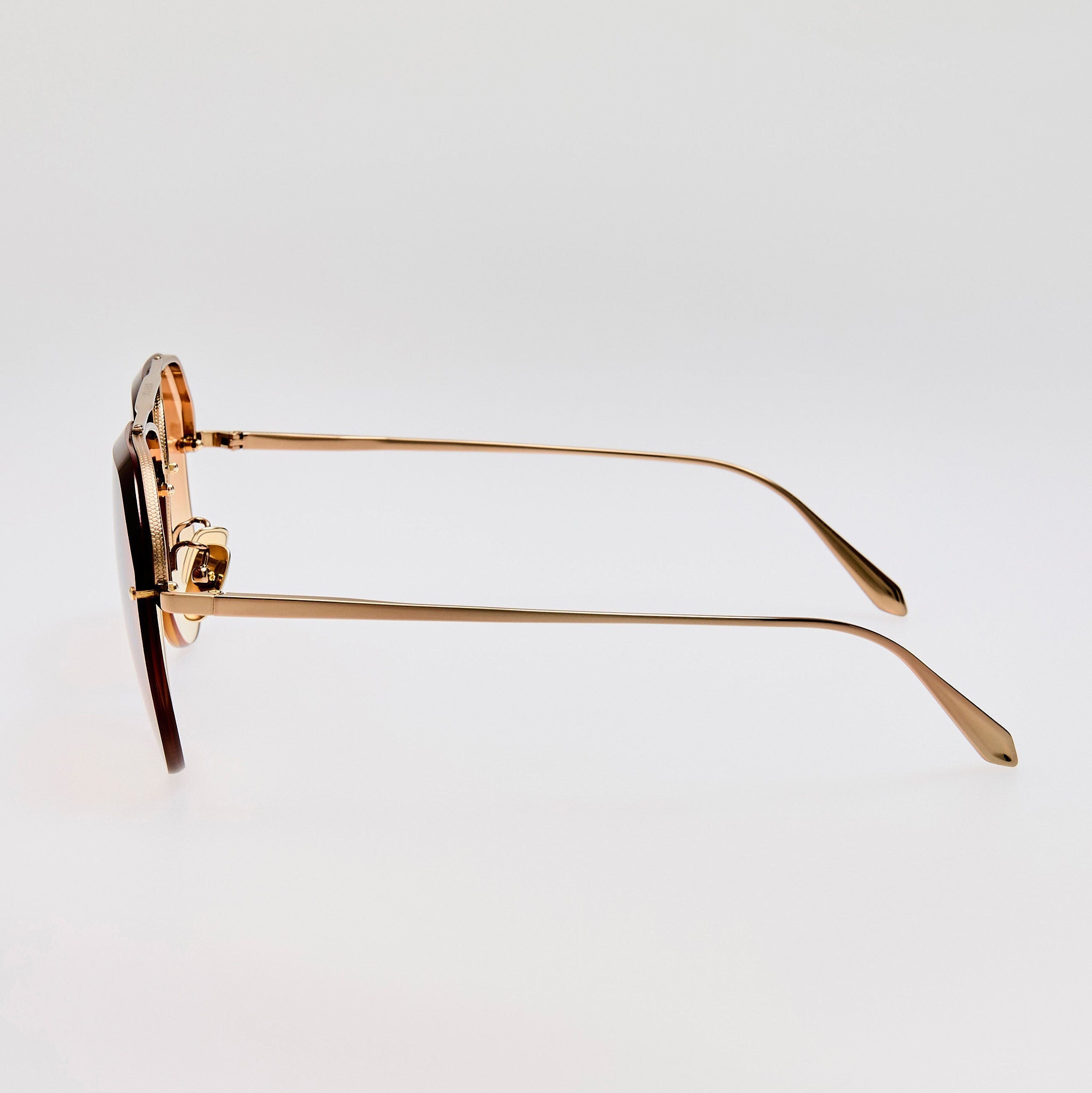 Quynh Sunglasses in 22K Gold and Camel - LINDA FARROW - Sunglasses -