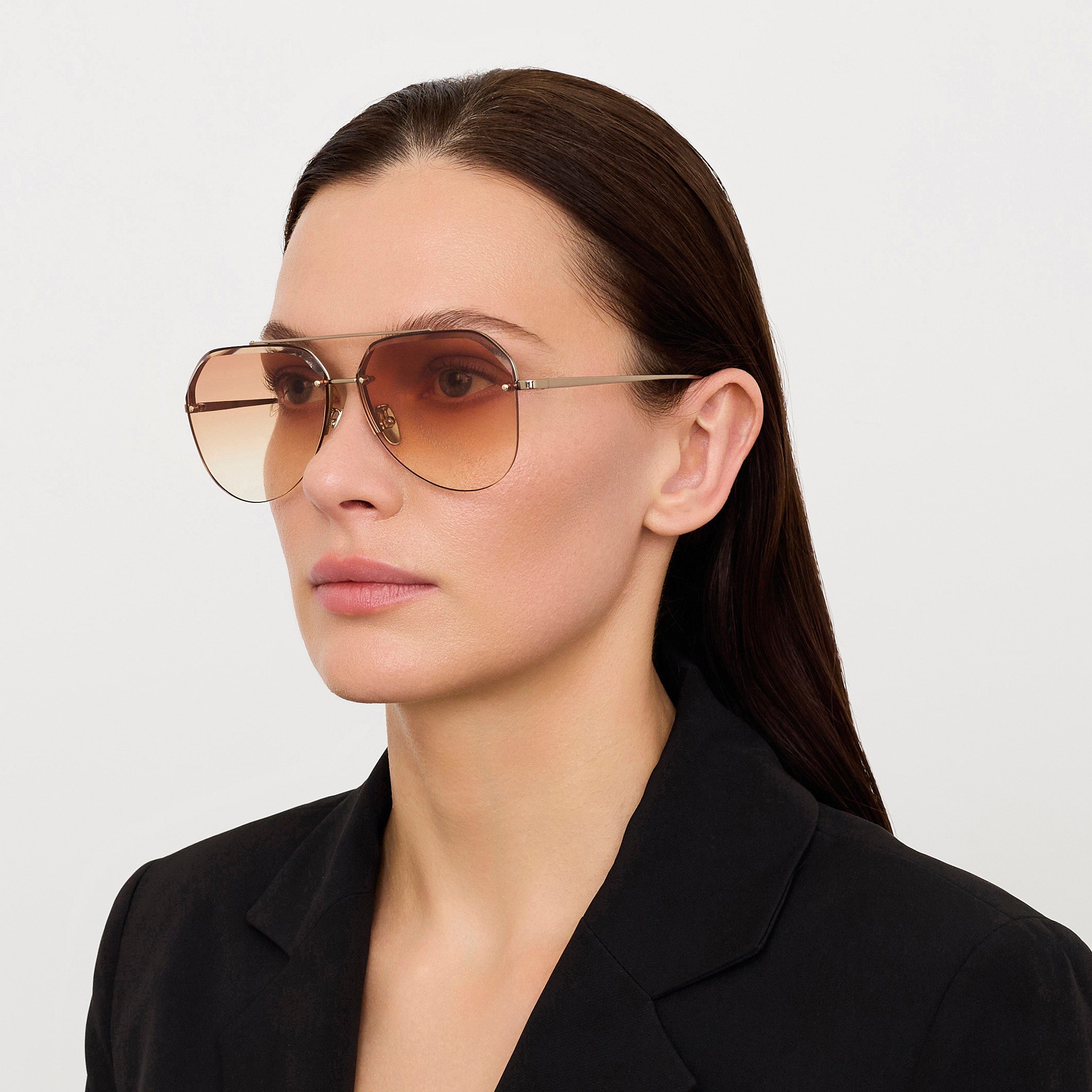 Quynh Sunglasses in 22K Gold and Camel - LINDA FARROW - Sunglasses -